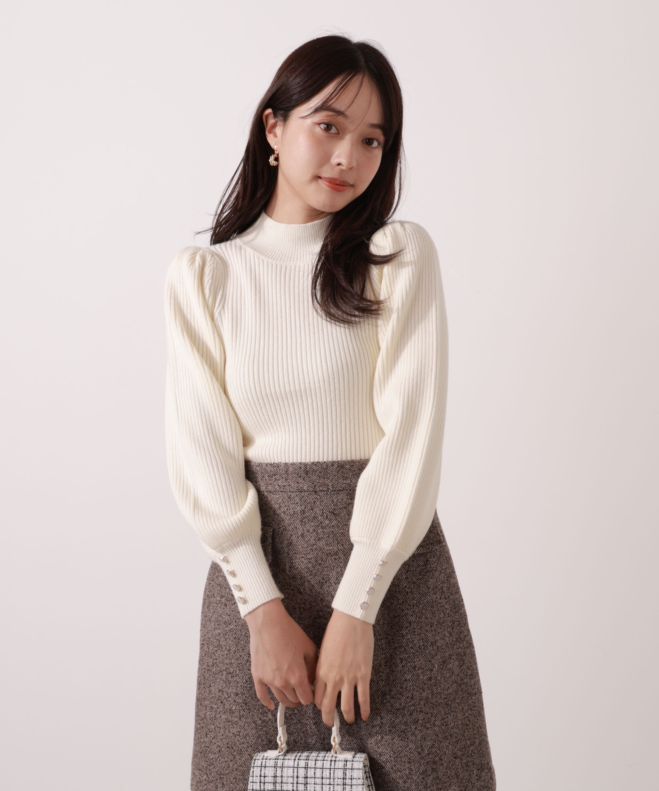 PROPORTION BODY DRESSING「＜ハンドウォッシャブル＞ハイネックボリュームスリーブニット 25AW」|ニット・セーター|