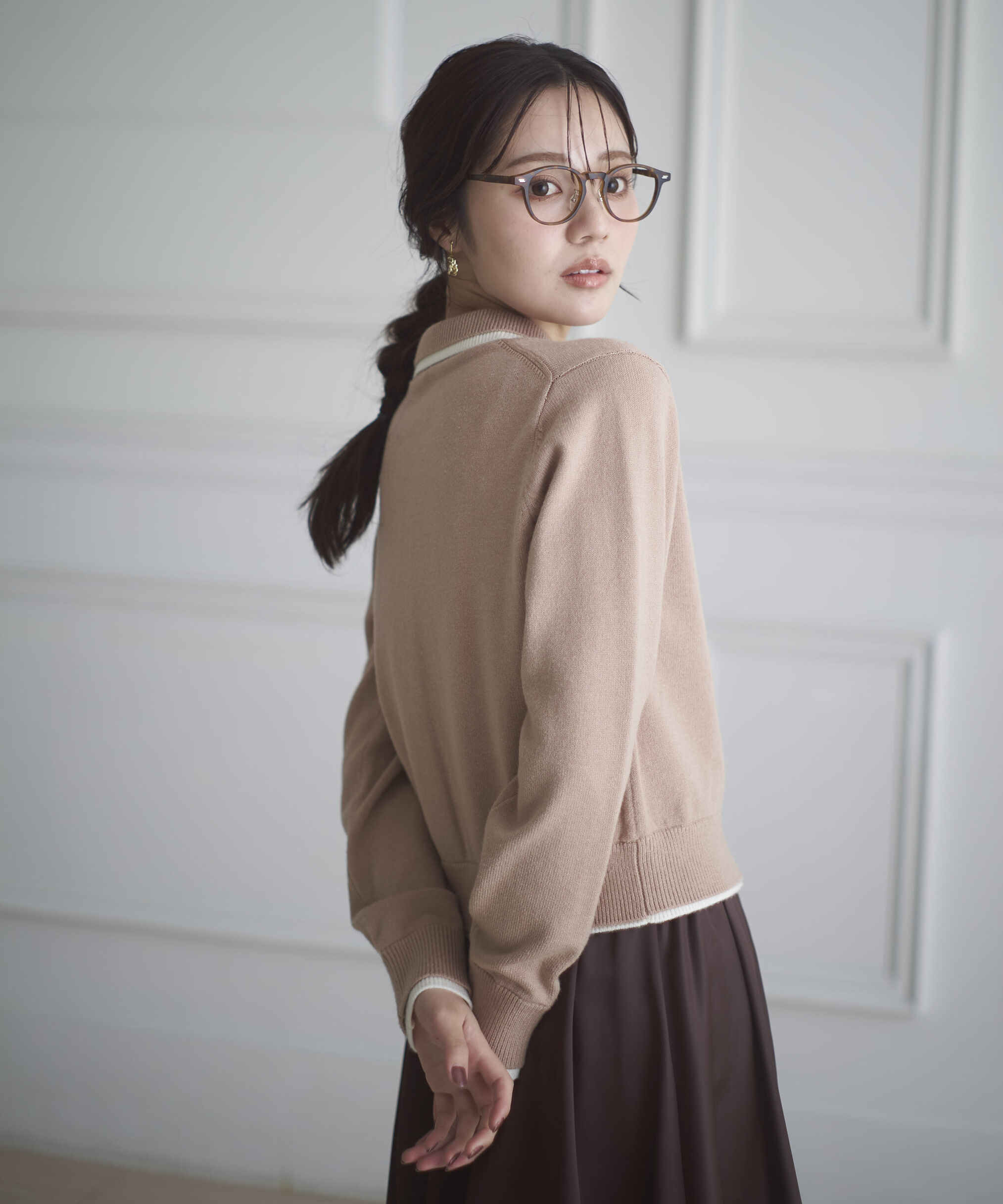 PROPORTION BODY DRESSING「＜ウォッシャブル＞ポロレイヤード風ニット」|カーディガン|