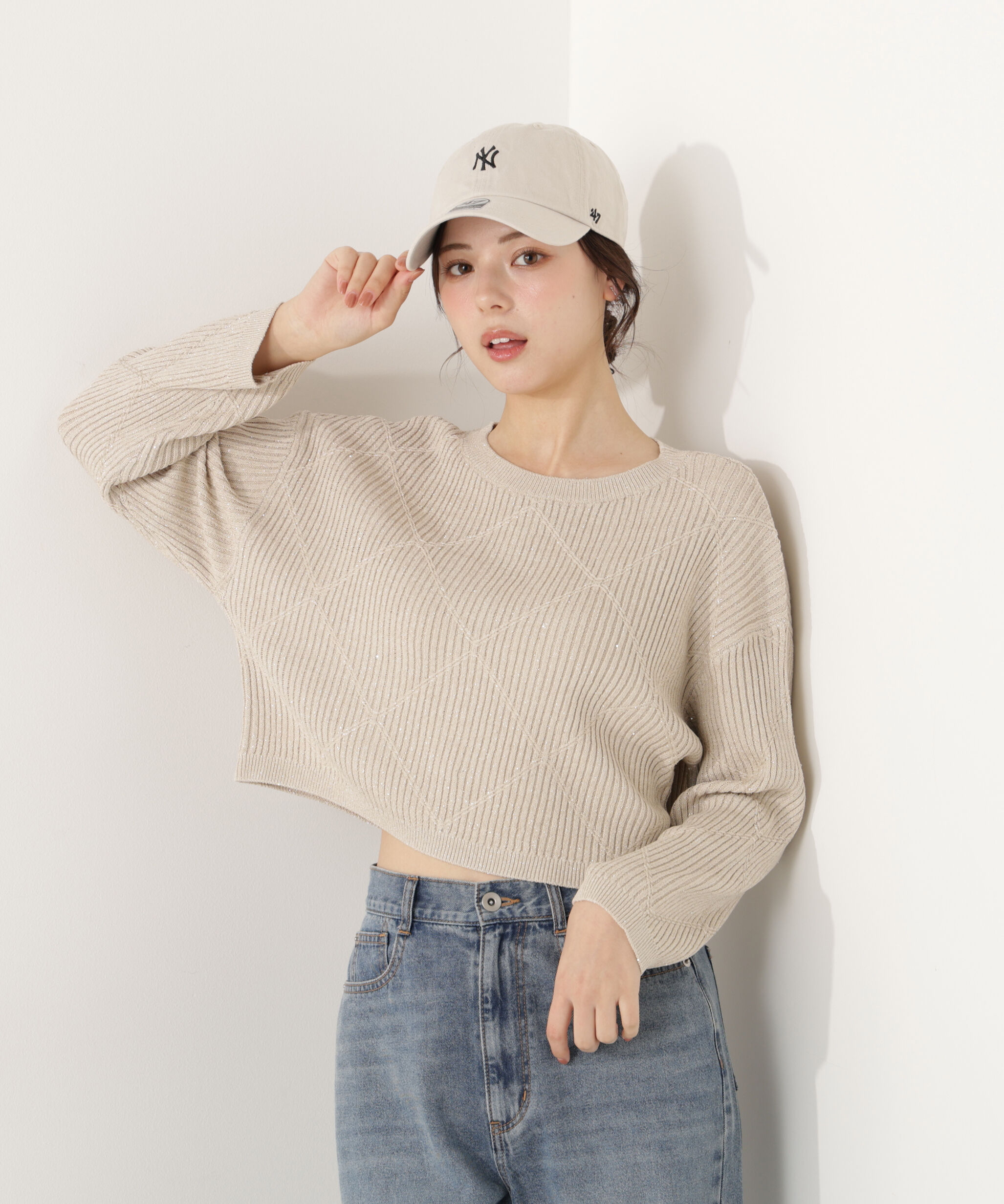 PROPORTION BODY DRESSING「ラメ入りアイレットボクシーニット」|ニット・セーター|