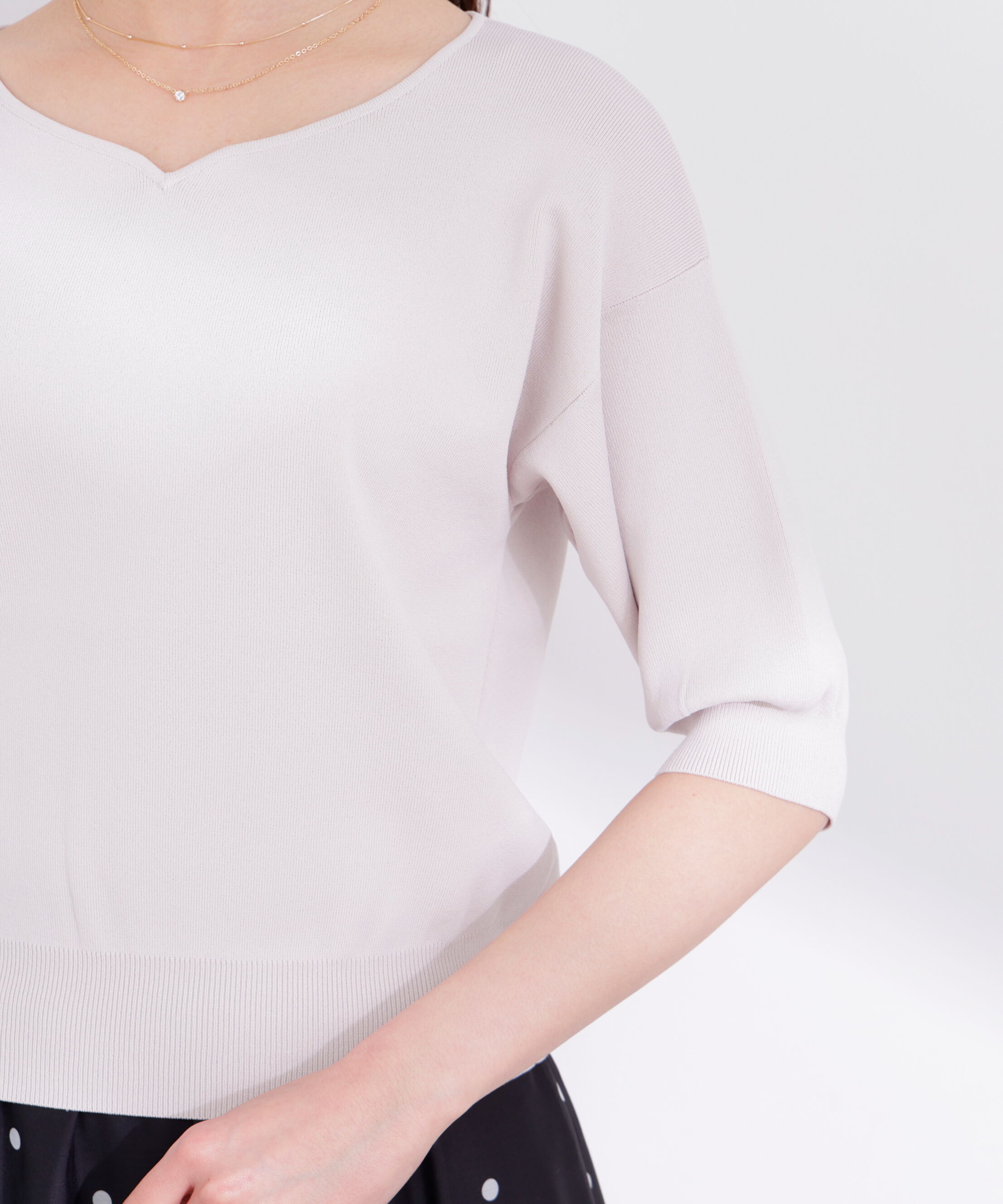 PROPORTION BODY DRESSING「5分袖ハートカットドルマンニット 26SS」|ニット・セーター|