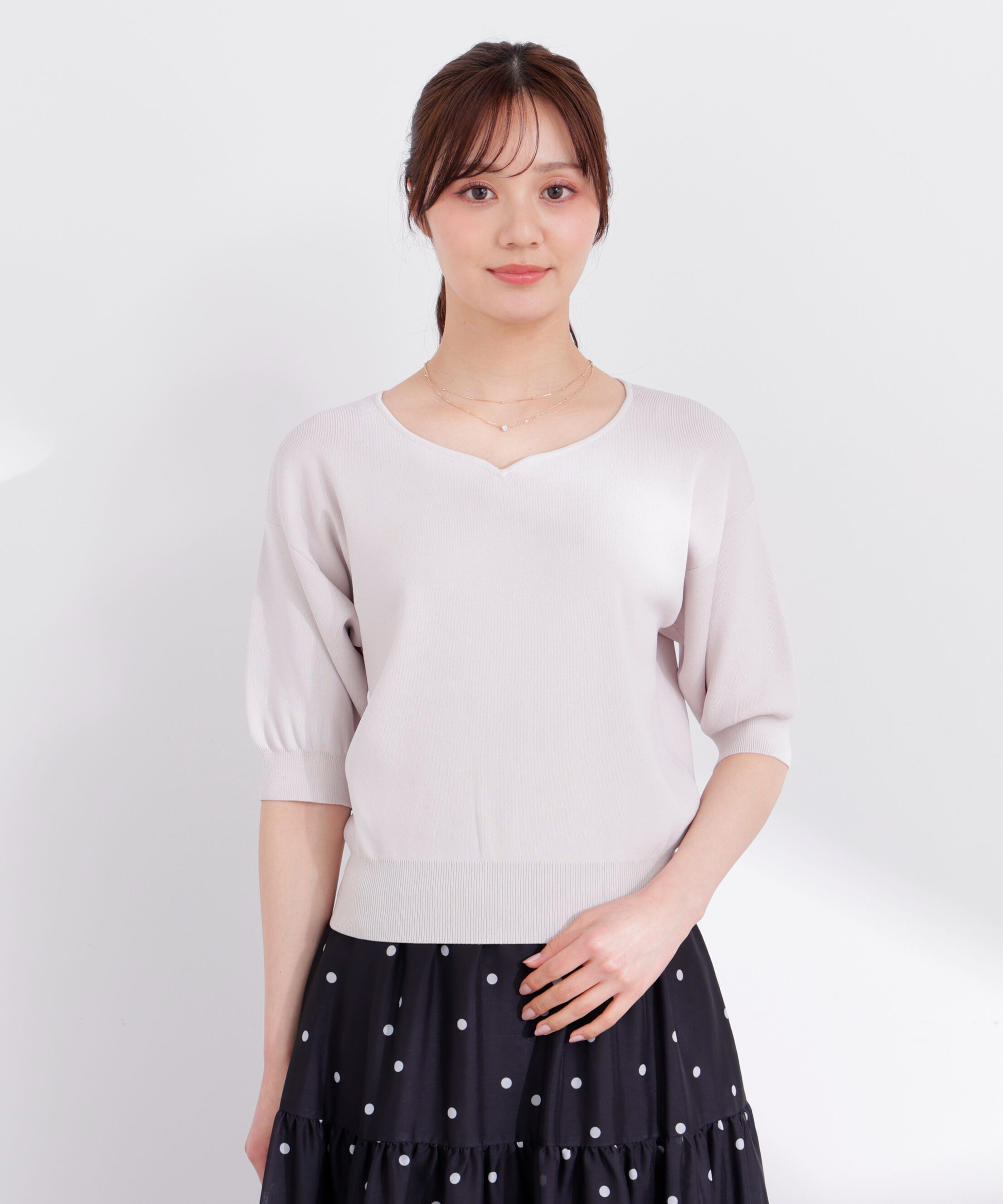 PROPORTION BODY DRESSING「5分袖ハートカットドルマンニット 26SS」|ニット・セーター|