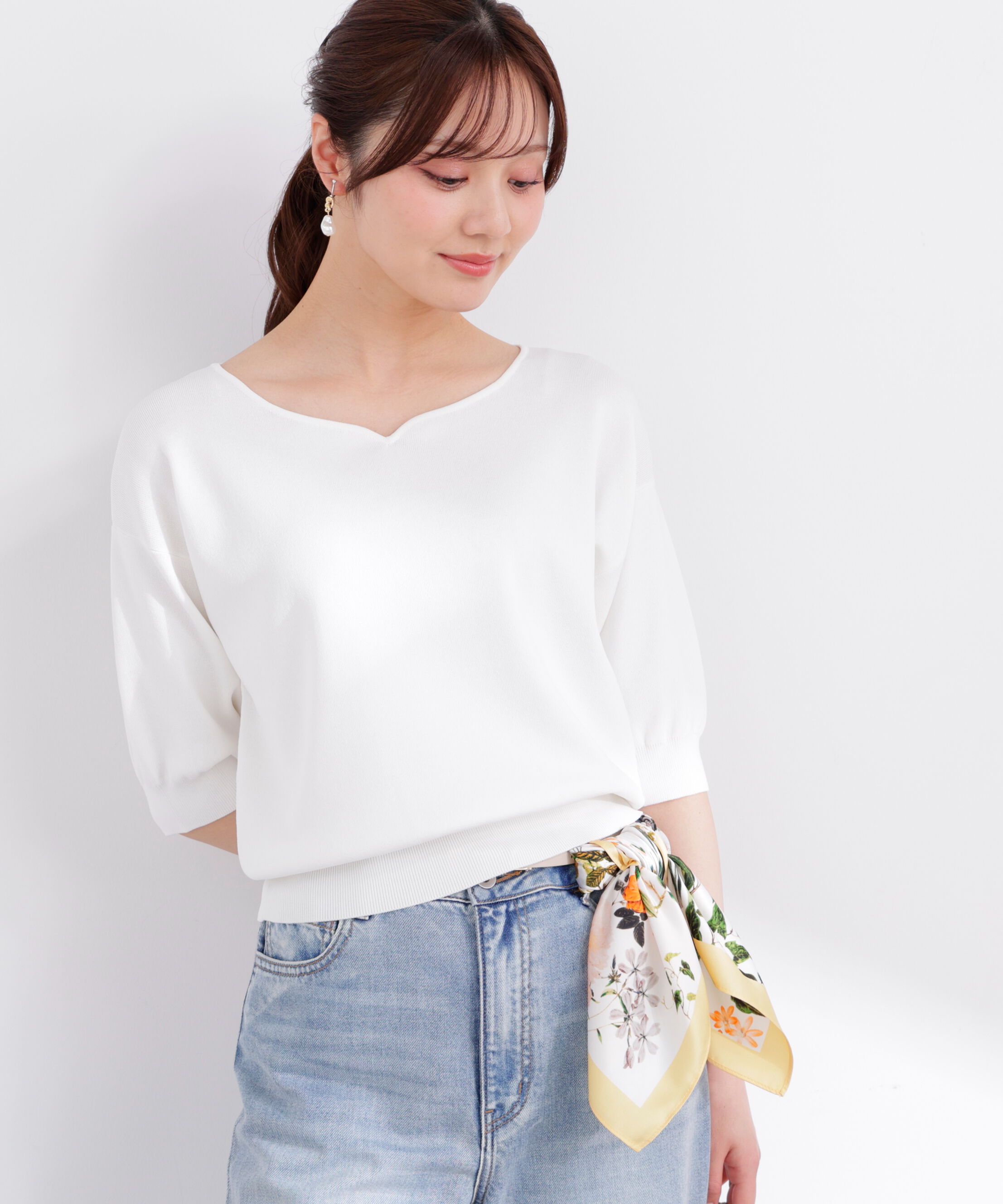 PROPORTION BODY DRESSING「5分袖ハートカットドルマンニット 26SS」|ニット・セーター|