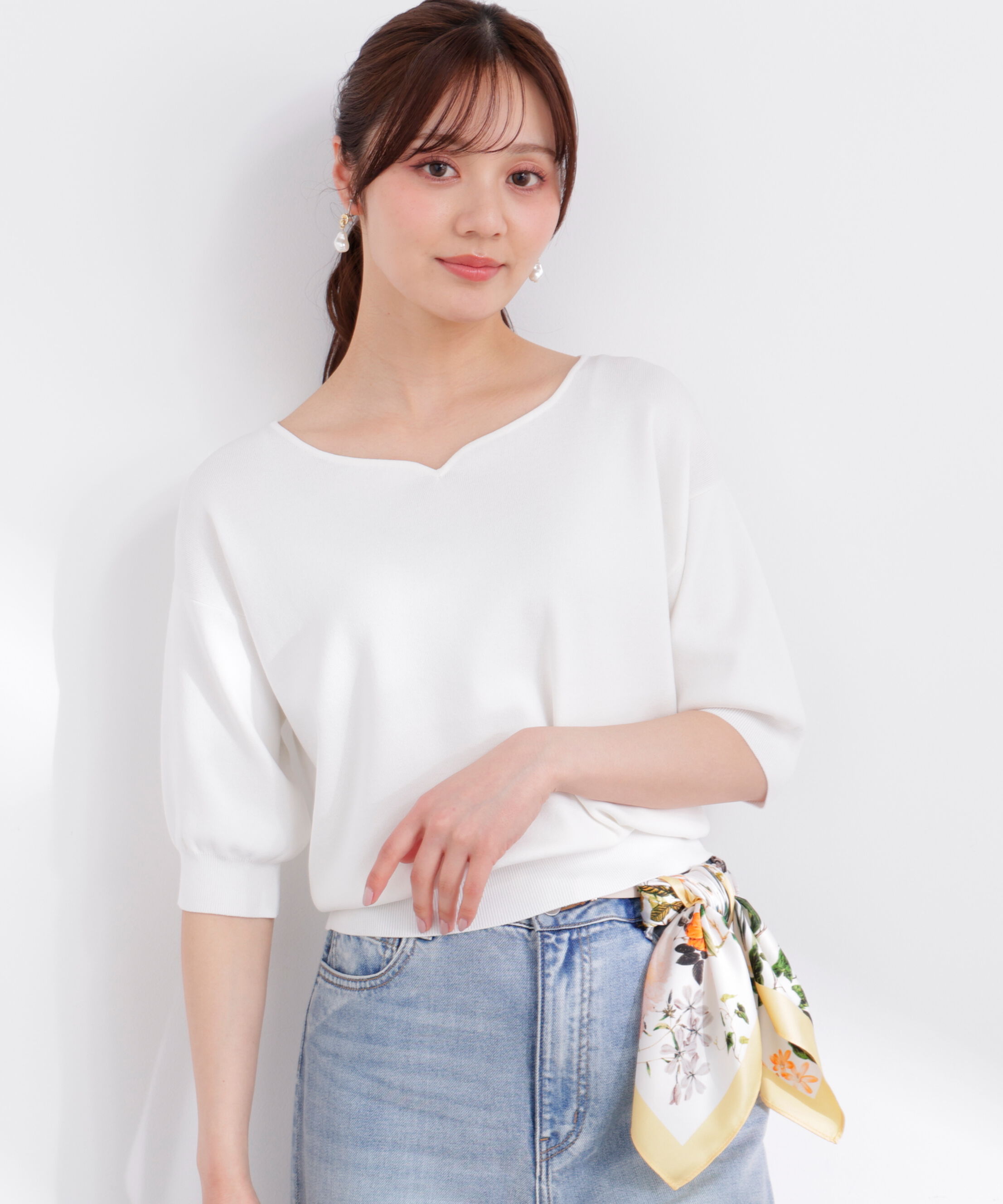 PROPORTION BODY DRESSING「5分袖ハートカットドルマンニット 26SS」|ニット・セーター|