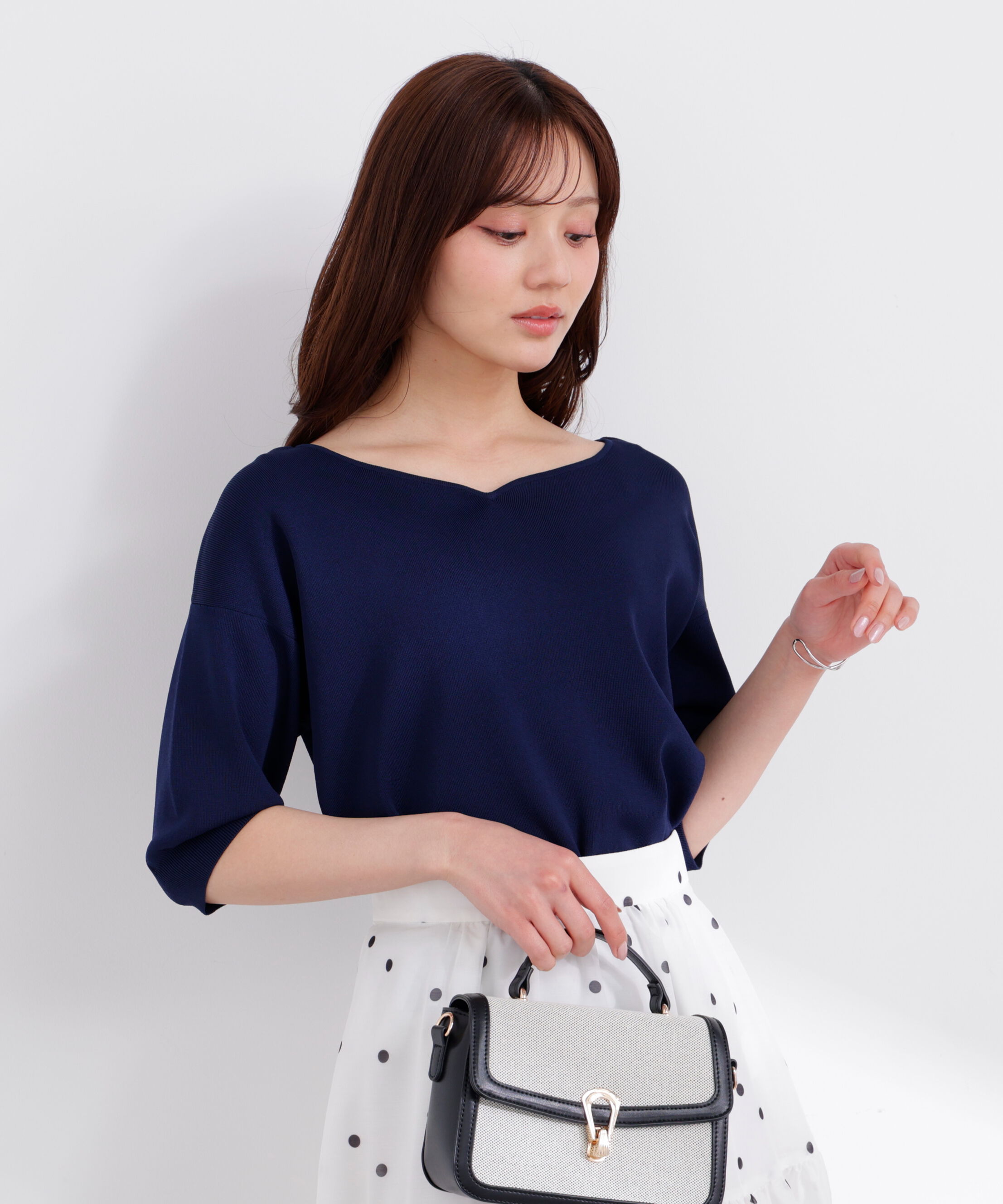 PROPORTION BODY DRESSING「5分袖ハートカットドルマンニット 26SS」|ニット・セーター|