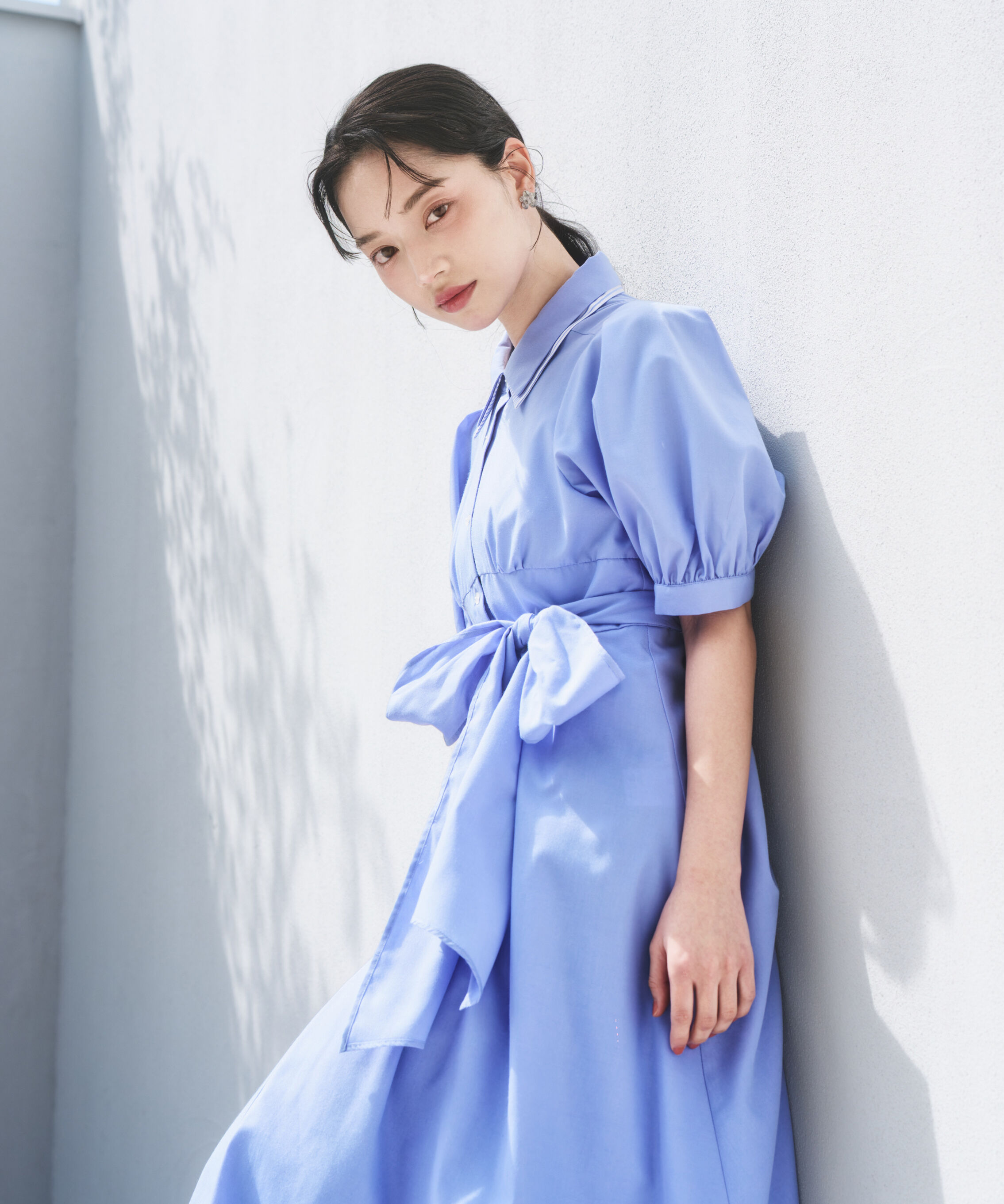 PROPORTION BODY DRESSING「レイヤードカラーシャツワンピース 26SS」|ワンピース|ブルー