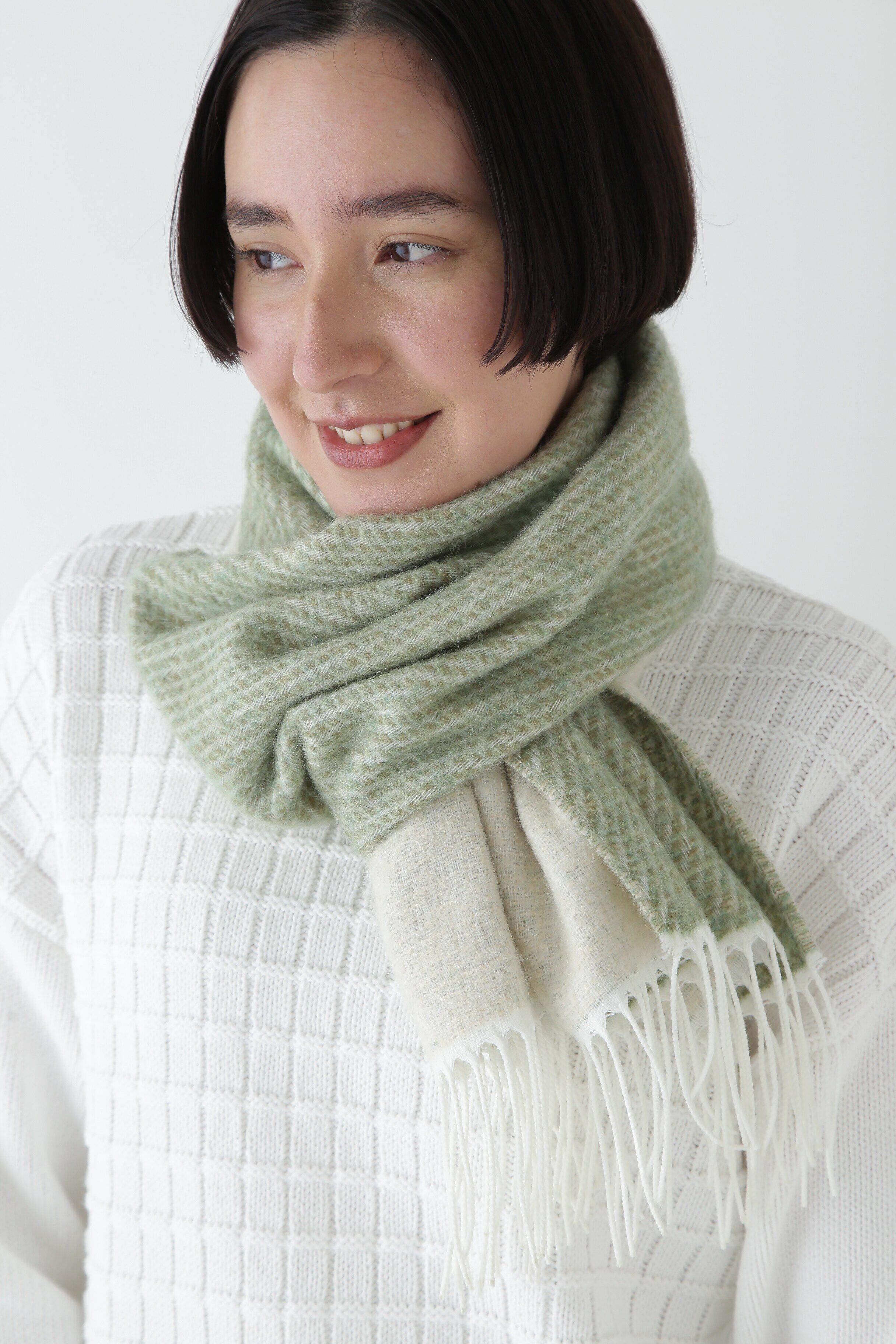  「バイカラーモヘヤミックスストール」|バンダナ・スカーフ|ミントグリー