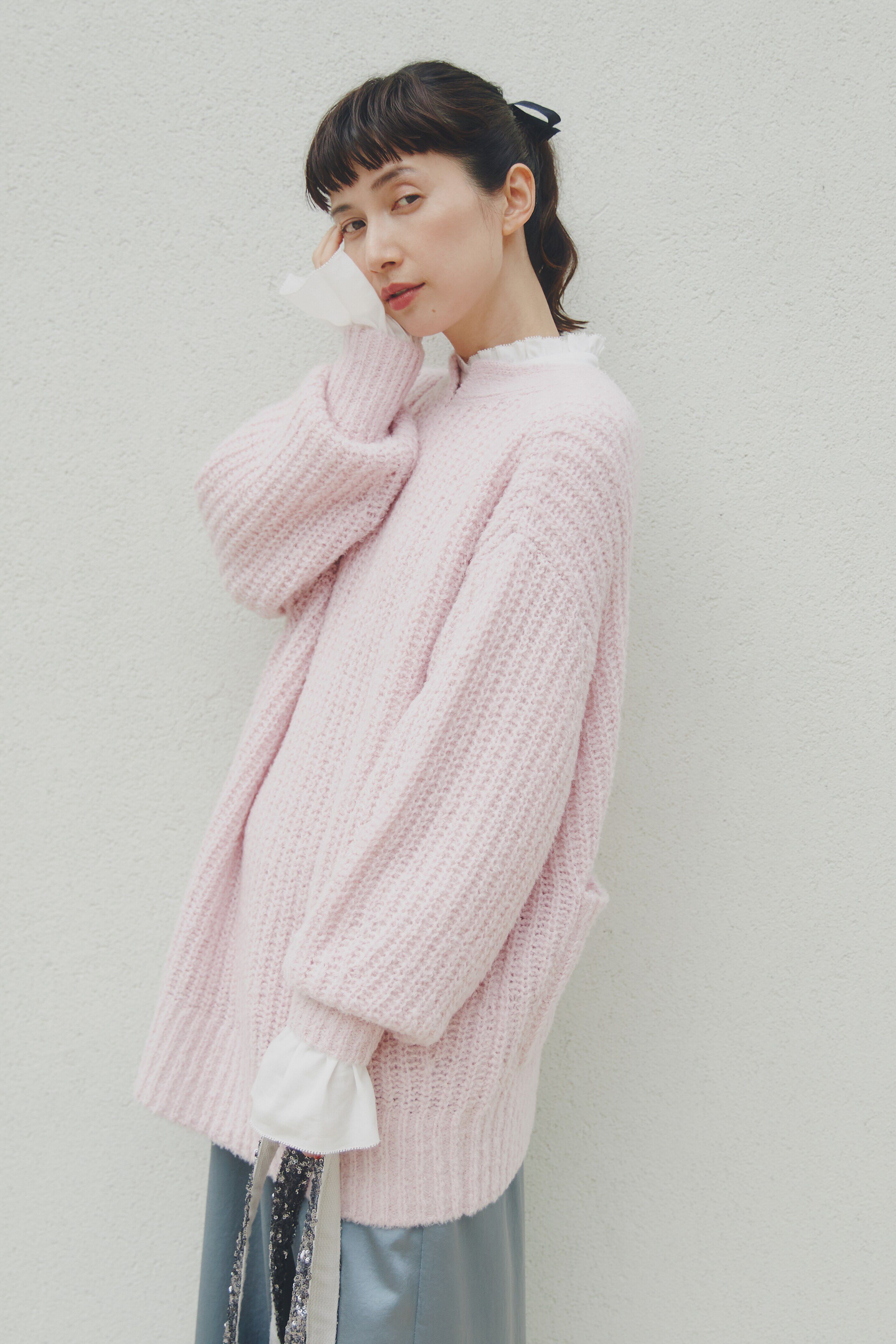  「◆ブークレ片畦2WAYはおり」|ニット・セーター|ピンク