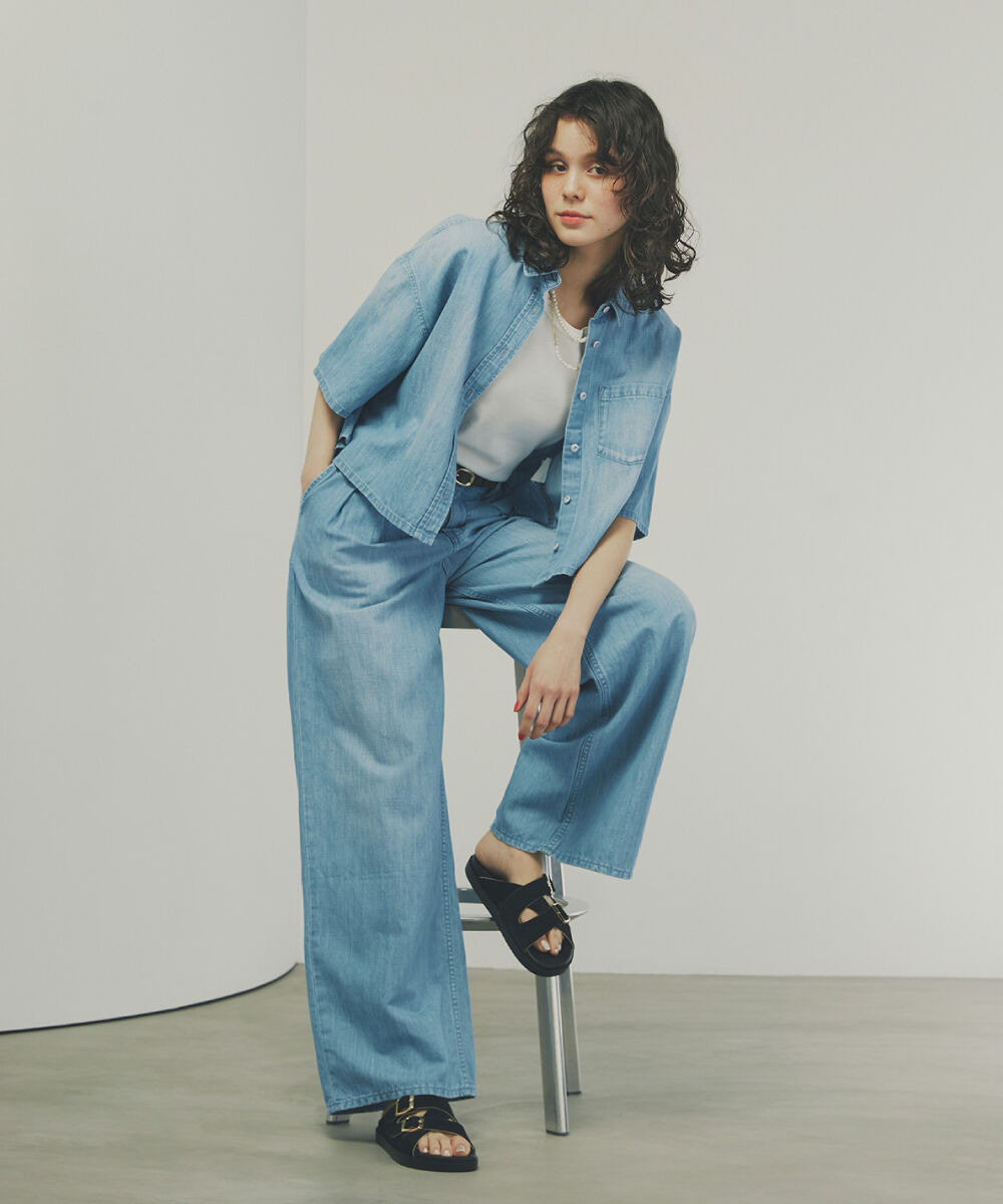  「◆タックワイドデニムパンツ」|その他|