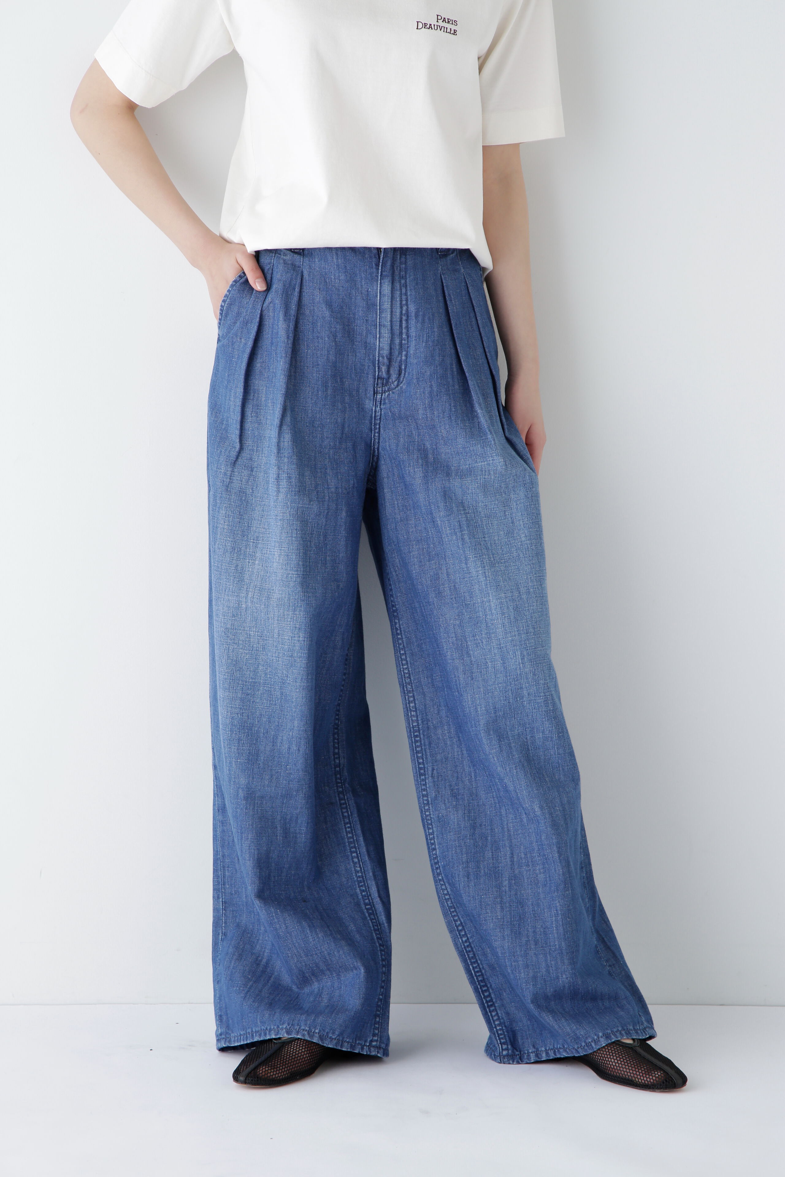  「◆タックワイドデニムパンツ」|その他|