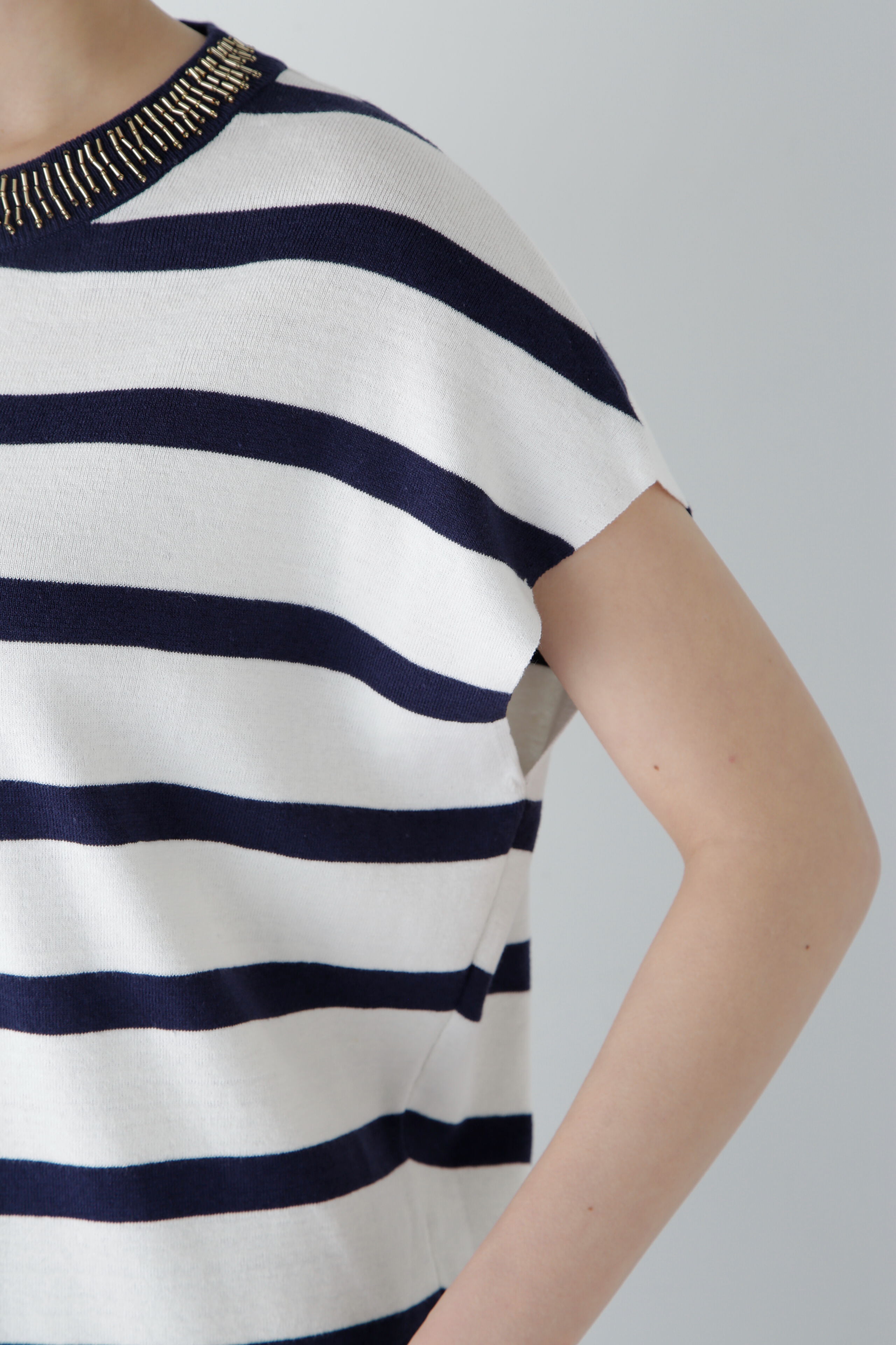  「◆【ウォッシャブル】ビジューボーダーニット」|ニット・セーター|