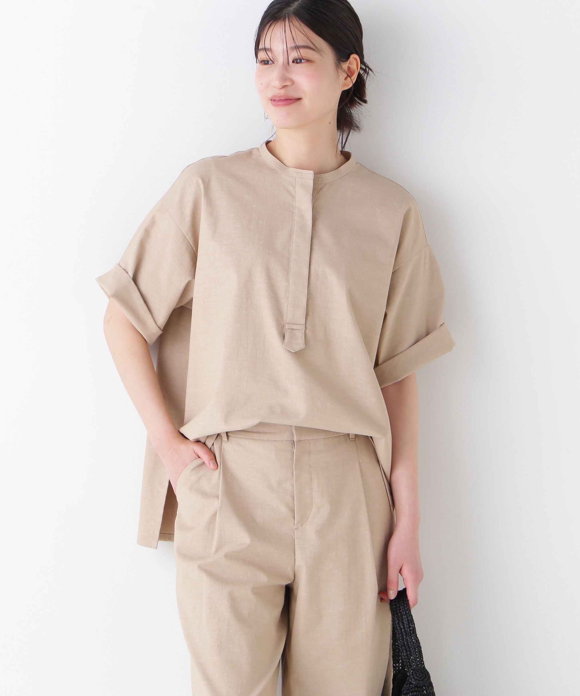  「◆クールマックス混オーバーブラウス」|シャツ・ブラウス|ベージュ