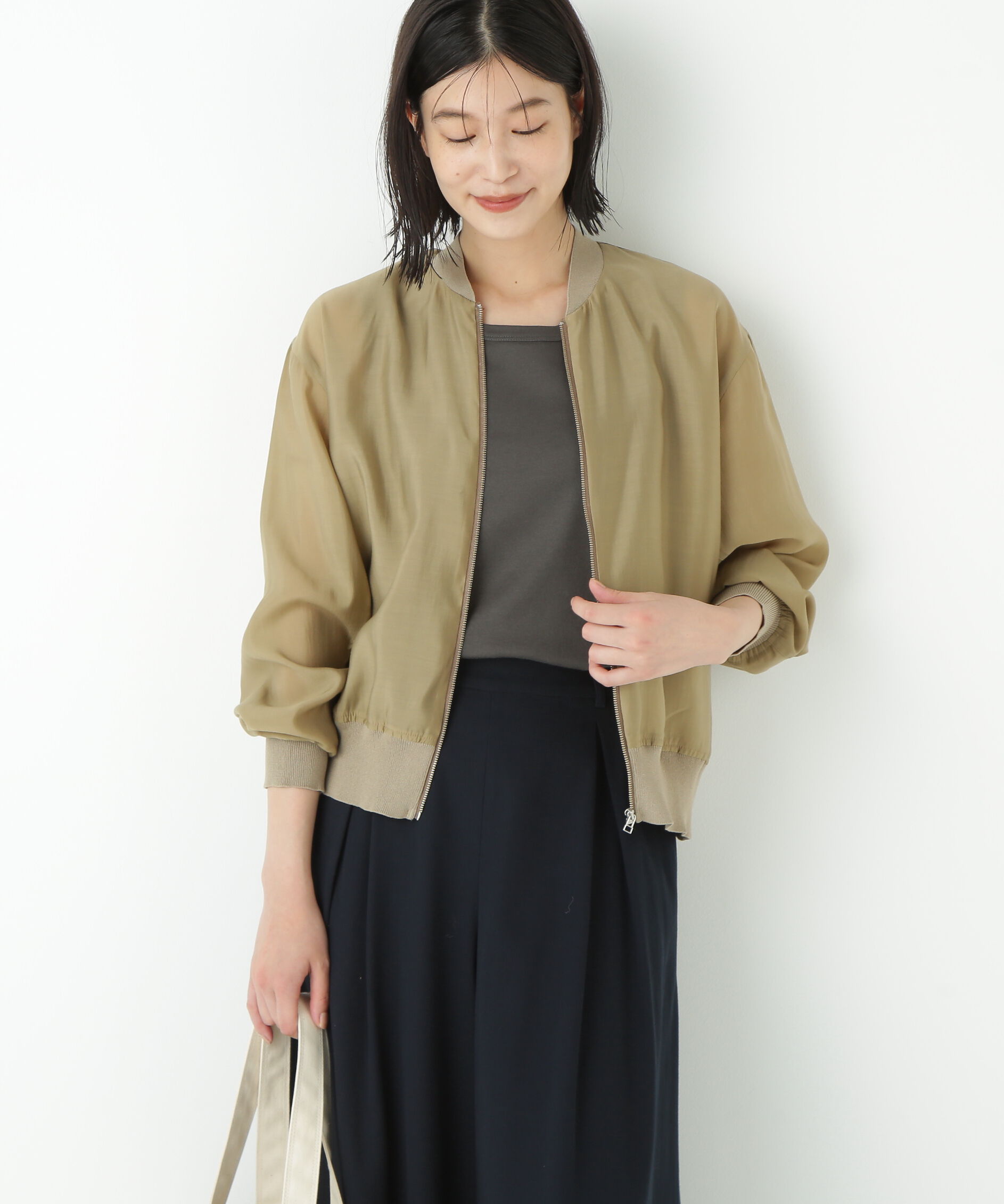  「◆シアーブルゾン」|ニット・セーター|ベージュ