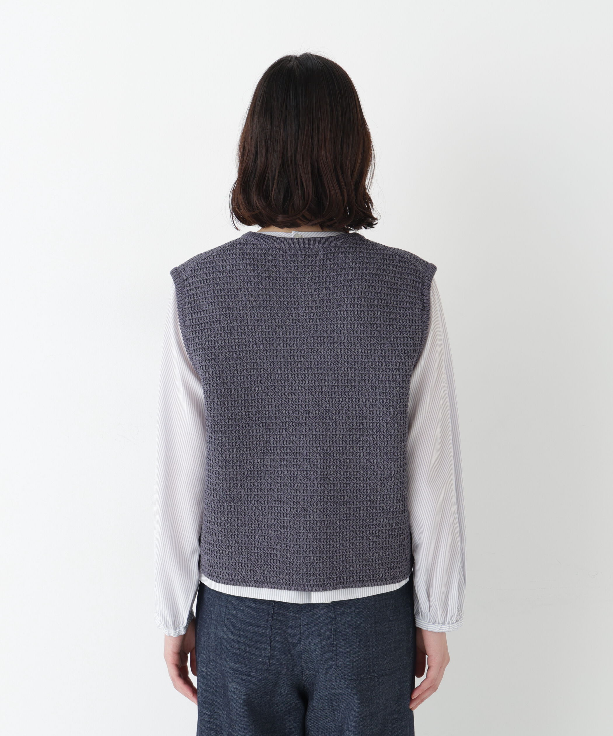  「◆ギマコットン地柄ベスト」|ニット・セーター|