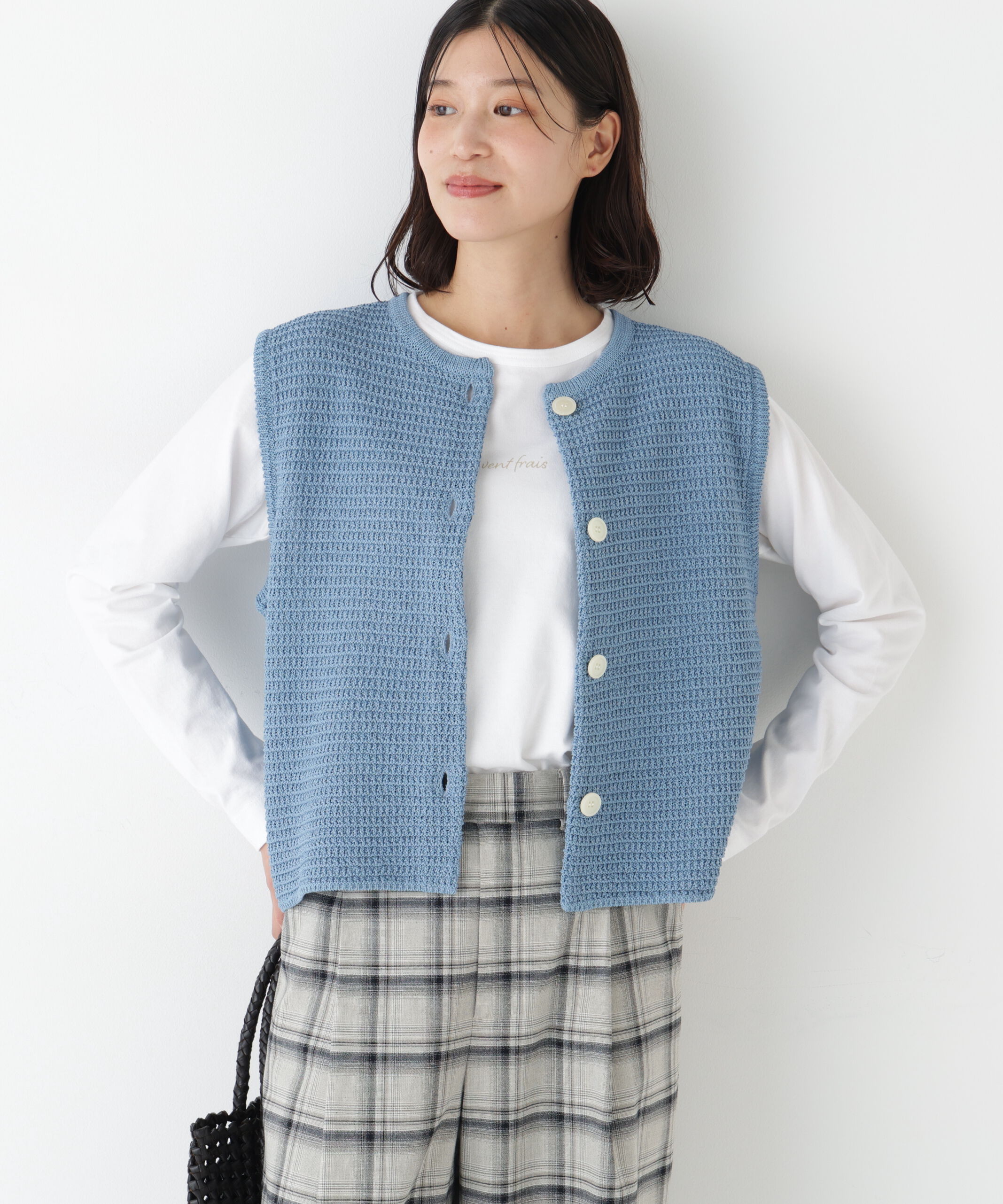  「◆ギマコットン地柄ベスト」|ニット・セーター|