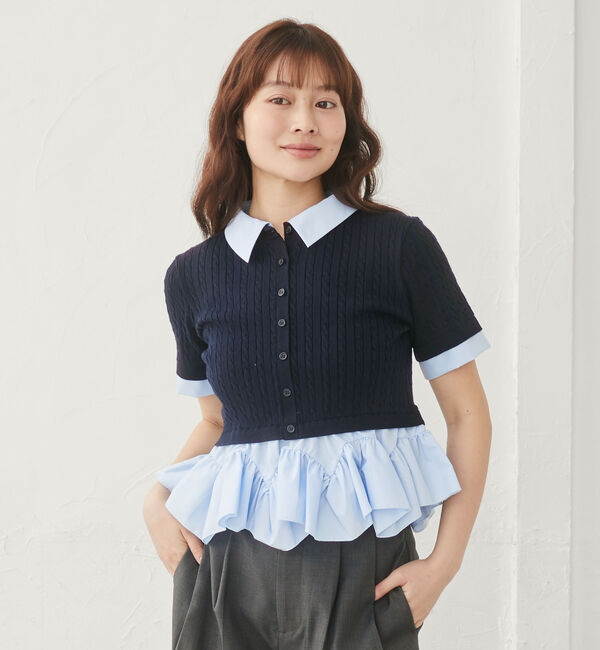 archives「ラウンドフリルドッキングケーブルニットＰＯ」|ニット・セーター|NAVY