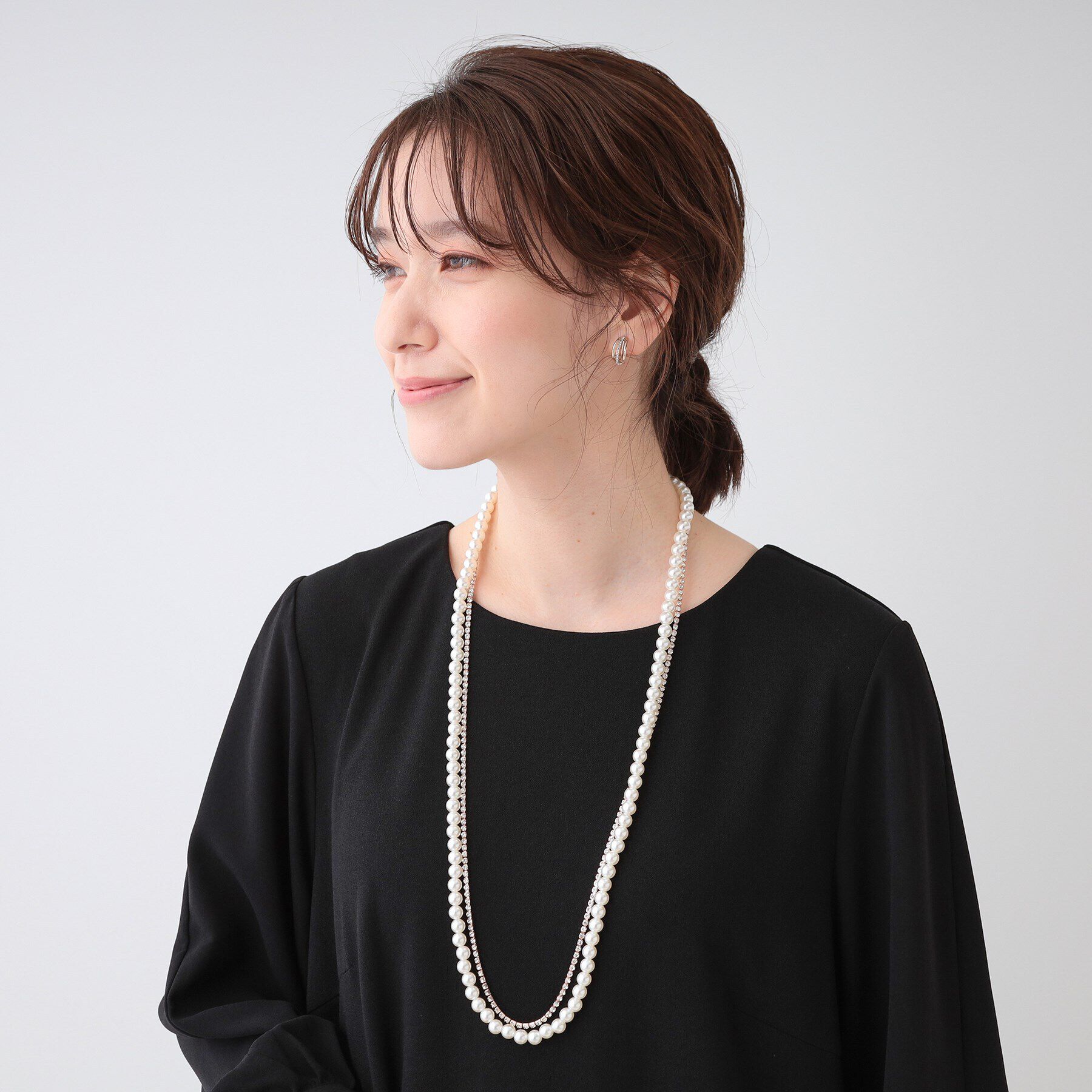 SHOO･LA･RUE「【セレモニー】2連ダイヤレーンロングネックレス」|ネックレス|