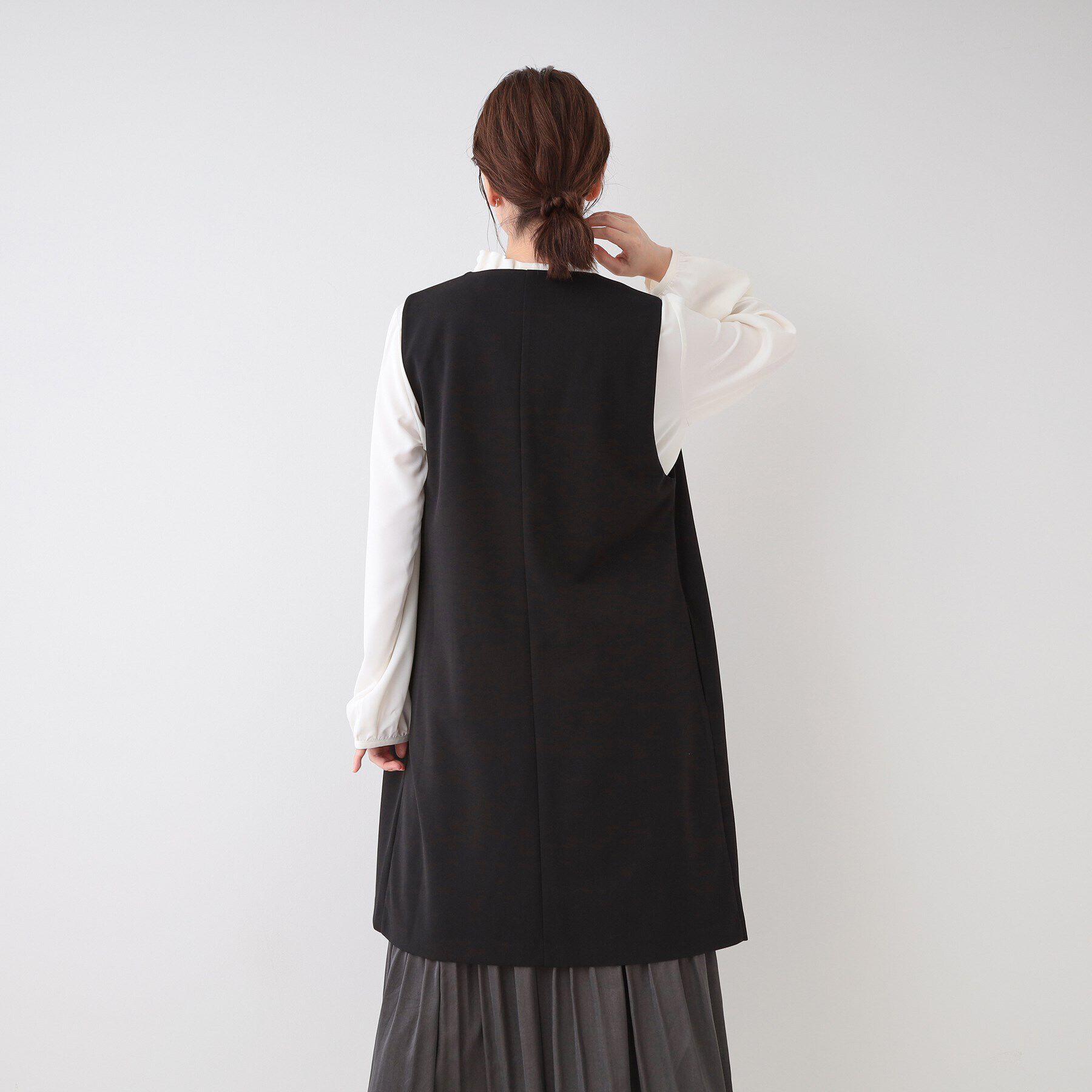 SHOO･LA･RUE「【洗える/S-3L/セットアップ可】セレモニーや通勤にも カットジョーゼット ジレ」|ベスト・ジレ|