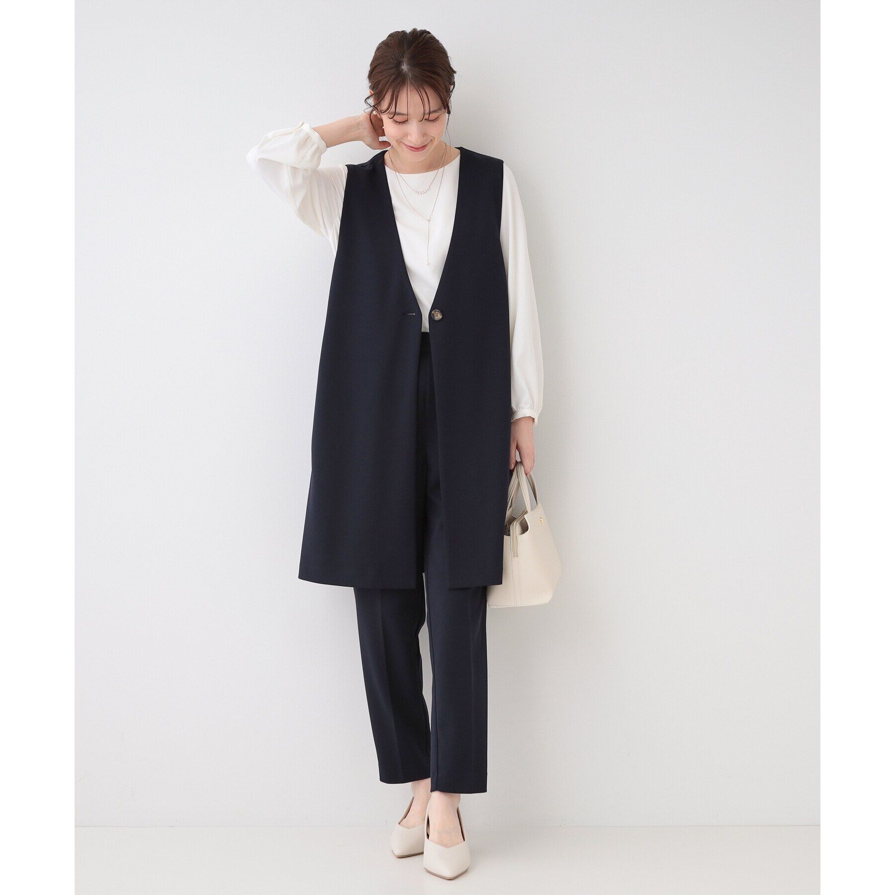 SHOO･LA･RUE「【洗える/S-3L/セットアップ可】セレモニーや通勤にも カットジョーゼット ジレ」|ベスト・ジレ|