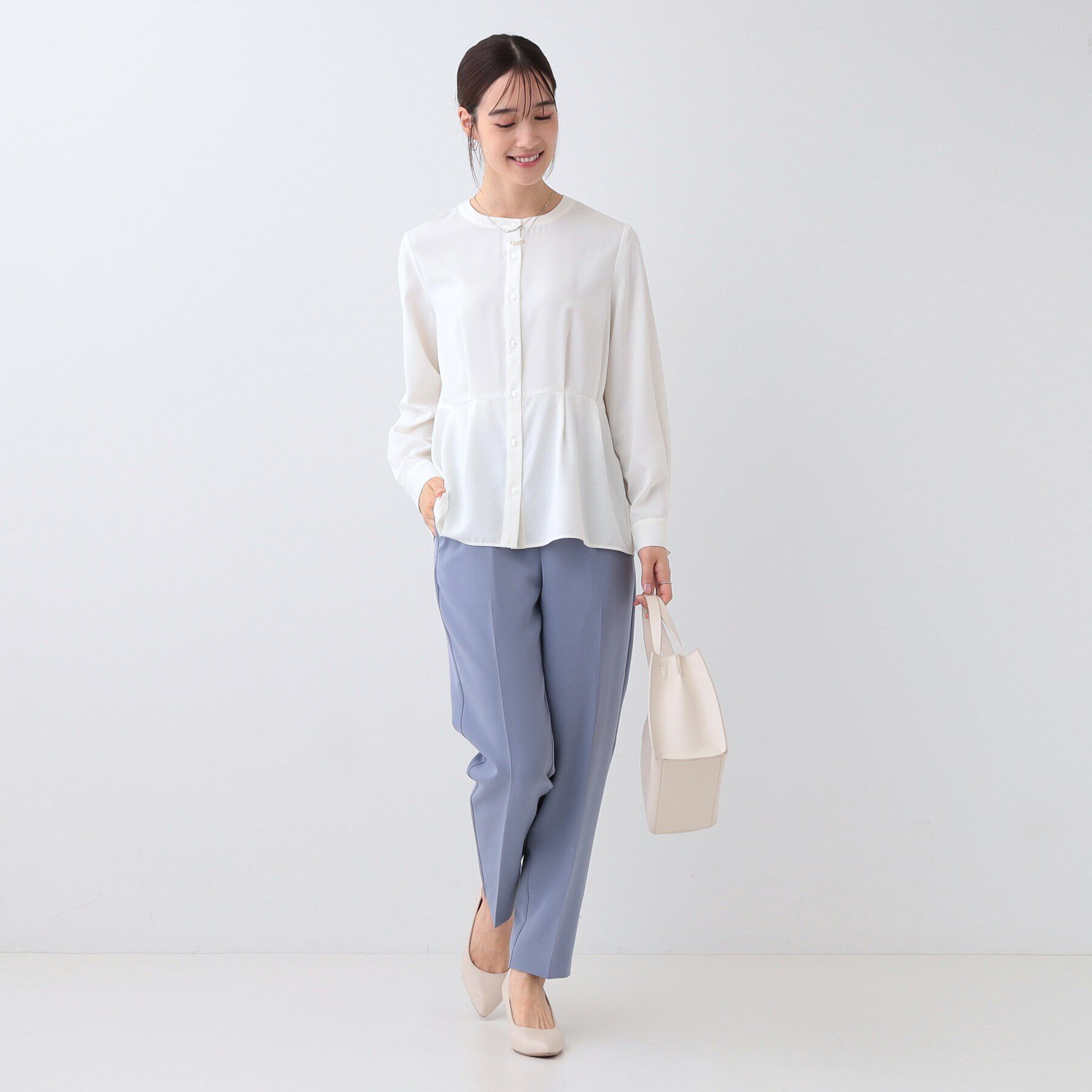 SHOO･LA･RUE「【S-3L】さらり軽やか インせず決まる ペプラムブラウス」|シャツ・ブラウス|