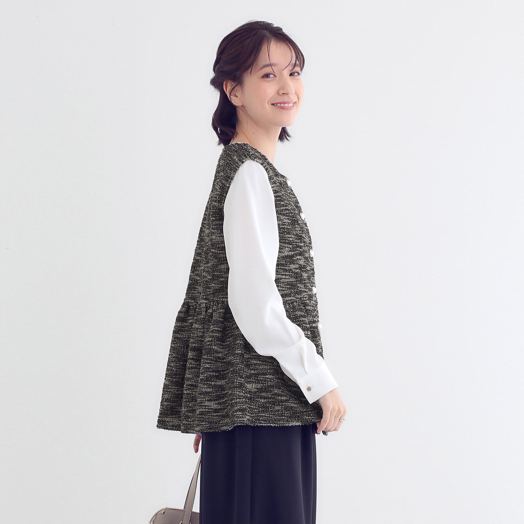 SHOO･LA･RUE「カットツイードペプラムジレ」|ベスト・ジレ|