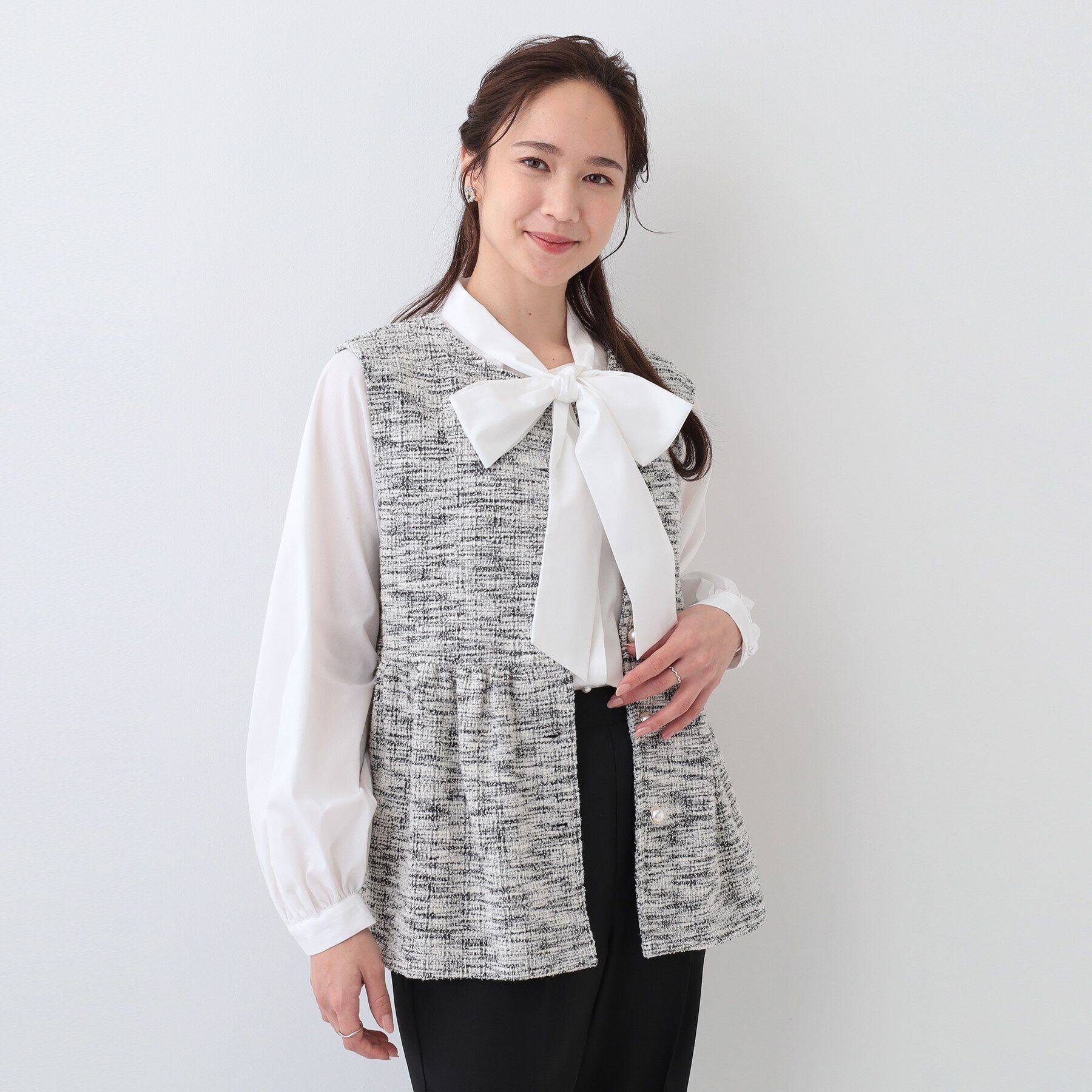 SHOO･LA･RUE「カットツイードペプラムジレ」|ベスト・ジレ|