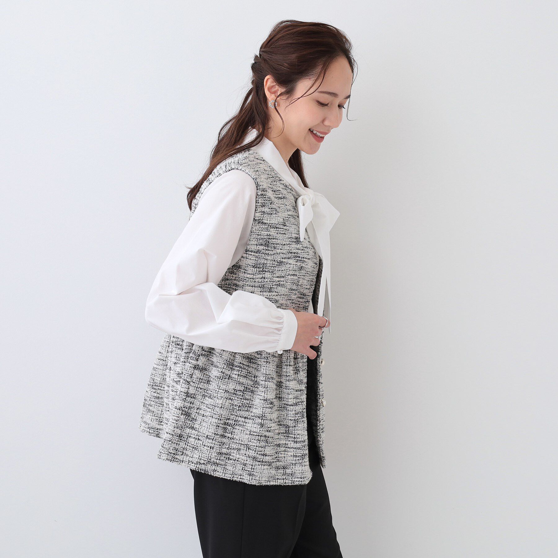 SHOO･LA･RUE「カットツイードペプラムジレ」|ベスト・ジレ|