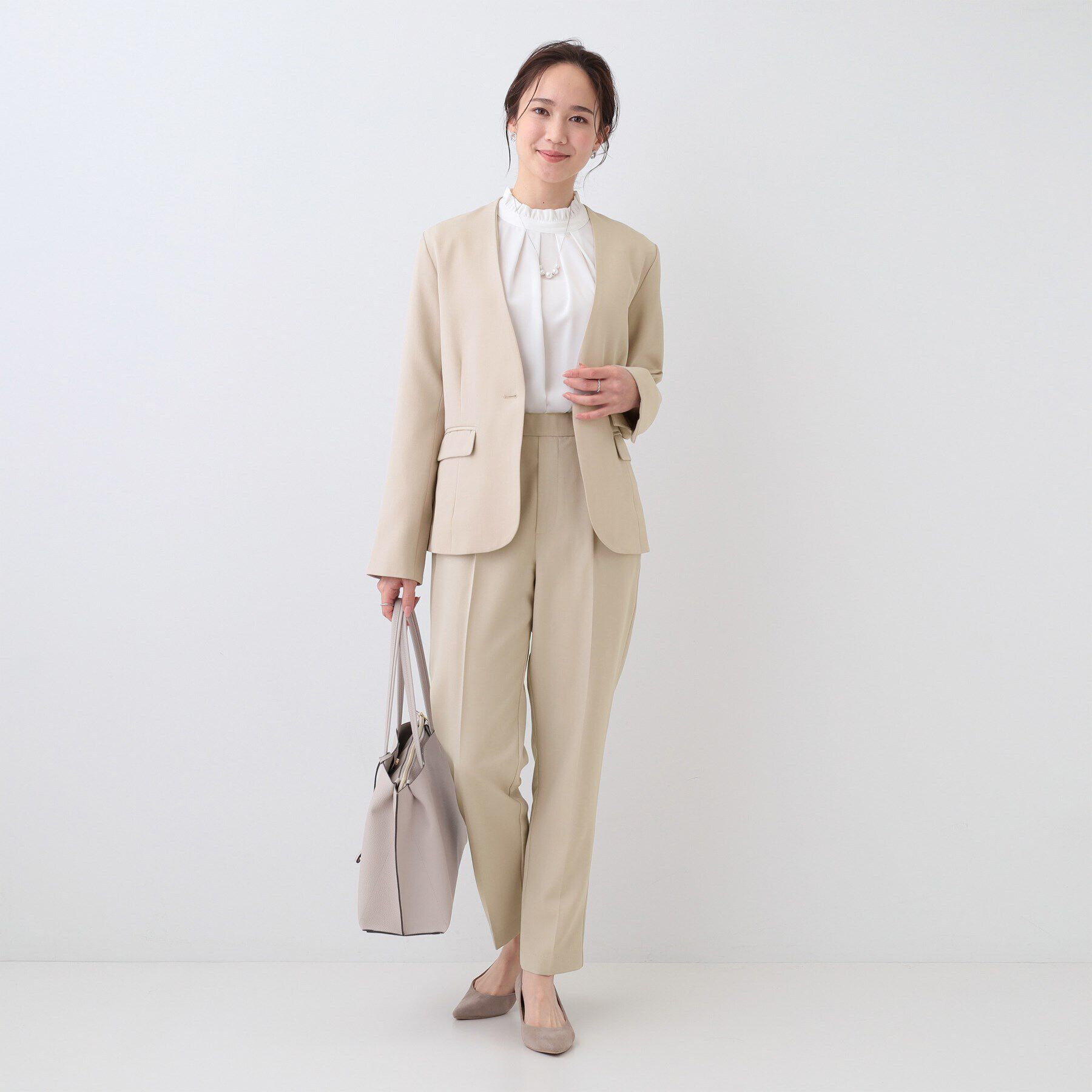 SHOO･LA･RUE「【S-LL/セットアップ可/通勤/セレモニー】ノーカラージャケット」|ノーカラージャケット|