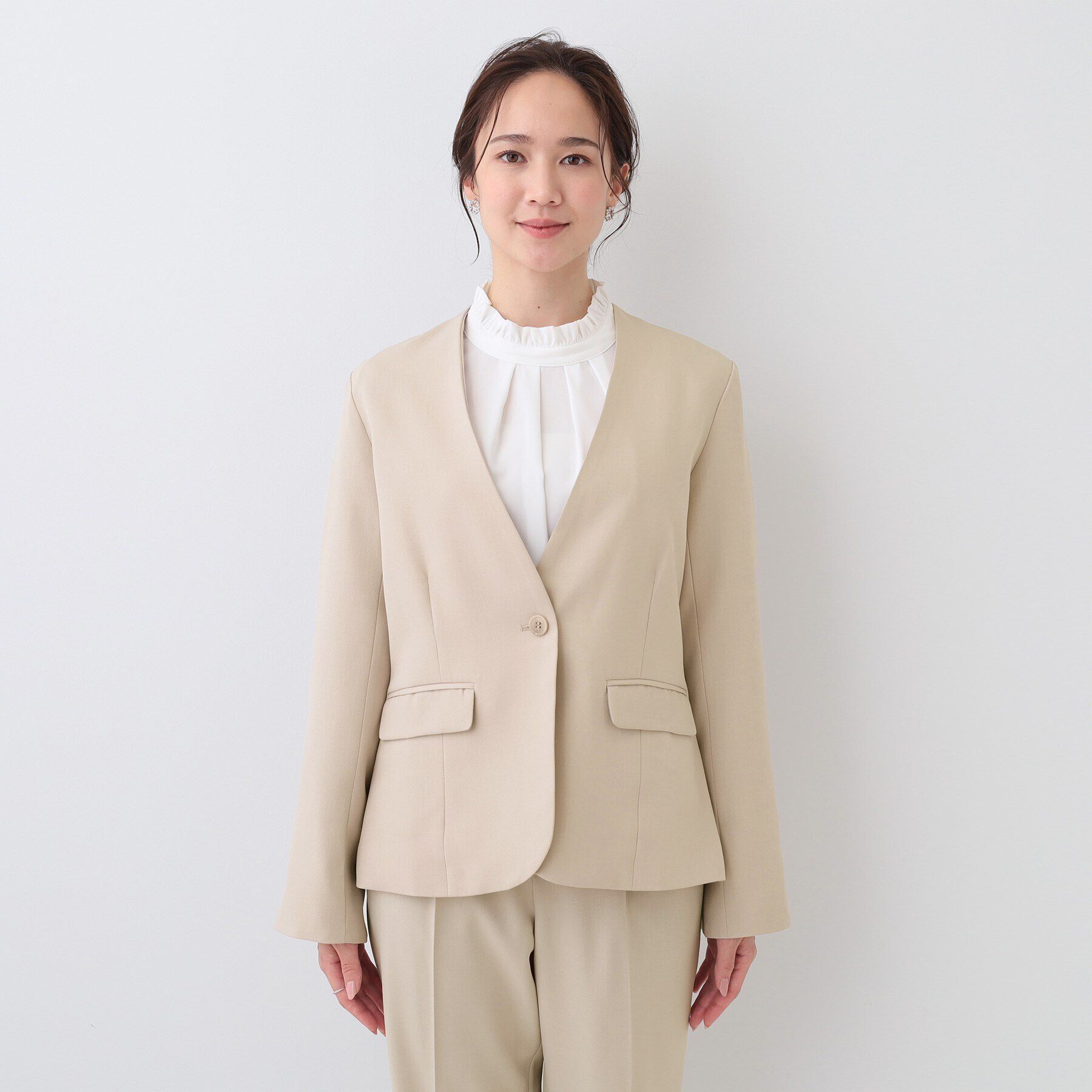 SHOO･LA･RUE「【S-LL/セットアップ可/通勤/セレモニー】ノーカラージャケット」|ノーカラージャケット|