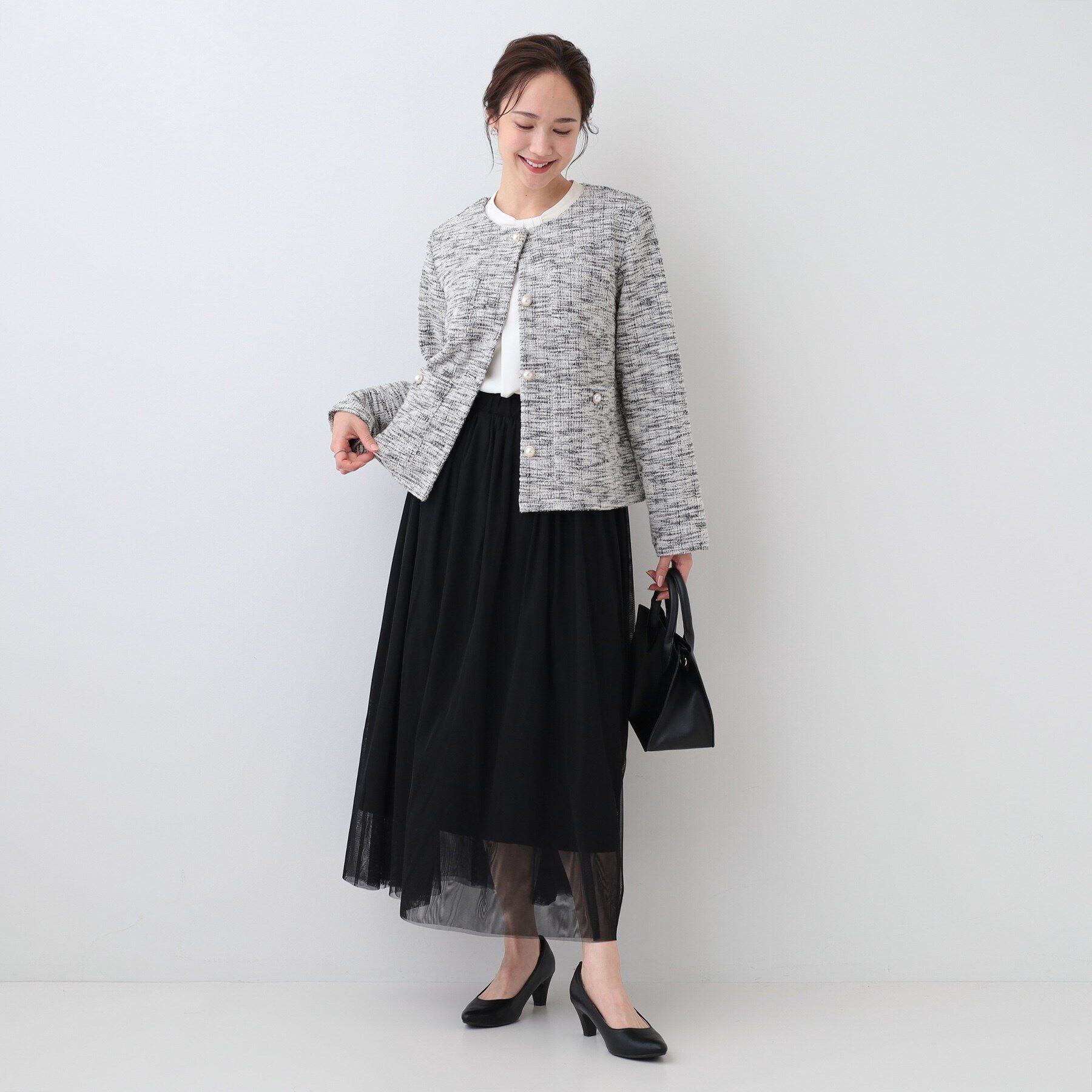 SHOO･LA･RUE「カットツイードジャケット」|ノーカラージャケット|