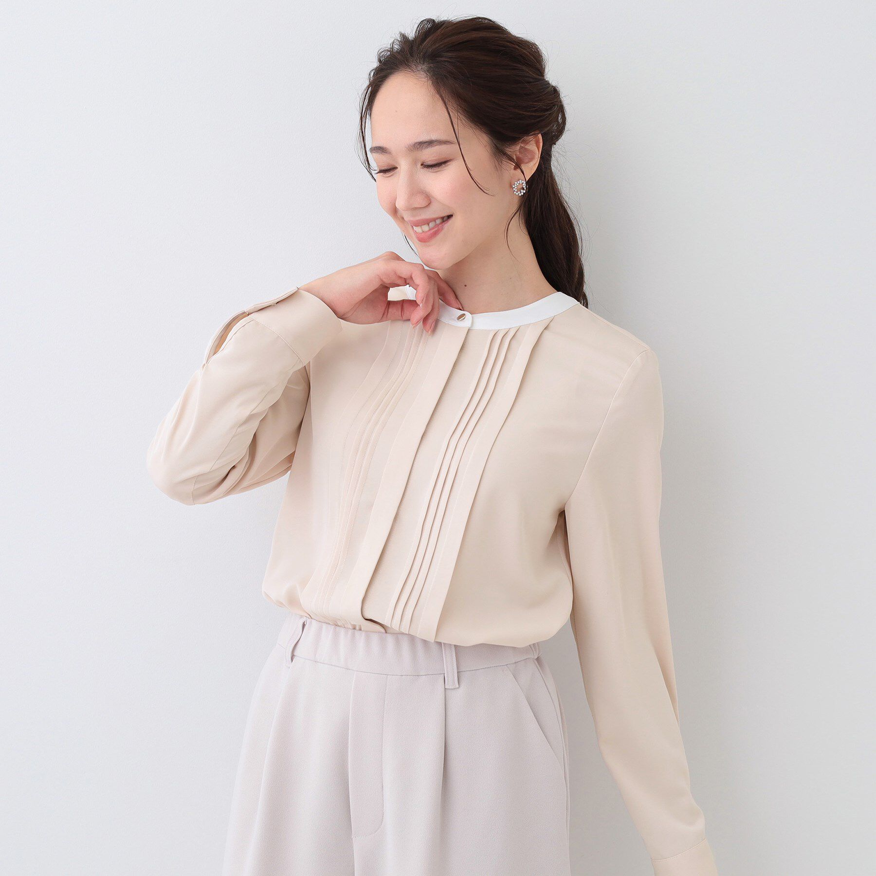 SHOO･LA･RUE「イージーケア ピンタックブラウス」|シャツ・ブラウス|ライトピンク(570