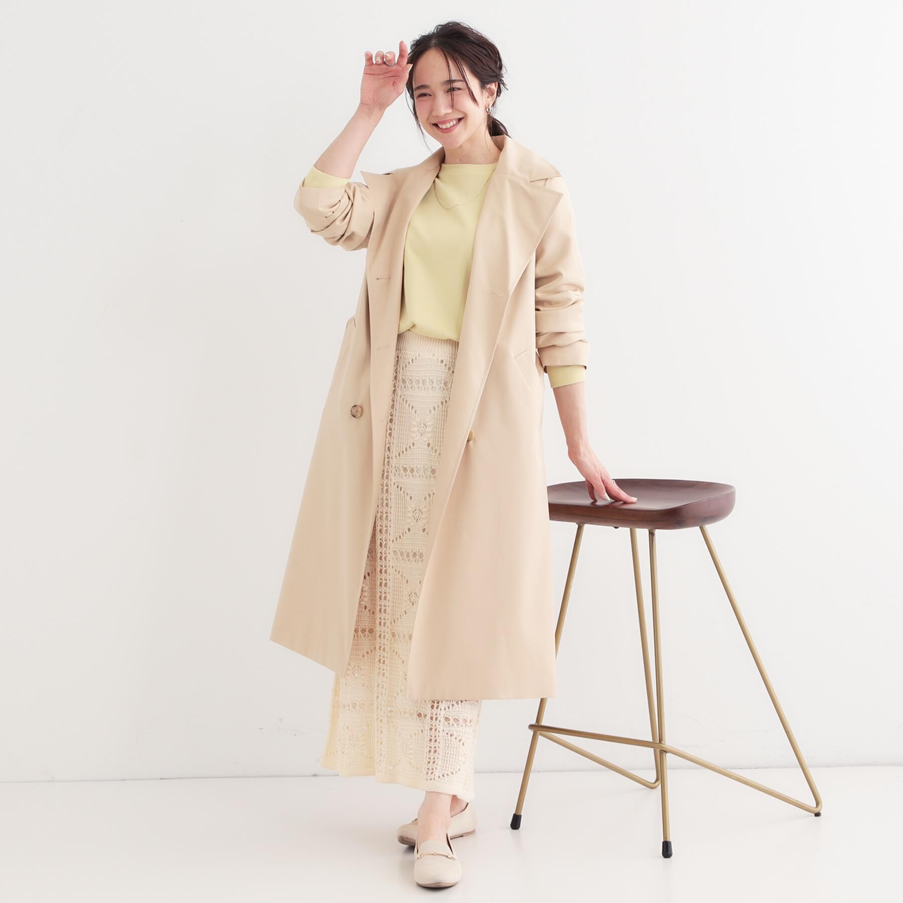 SHOO･LA･RUE「【S-LL/防花粉/撥水加工】ロングトレンチコート」|トレンチコート|