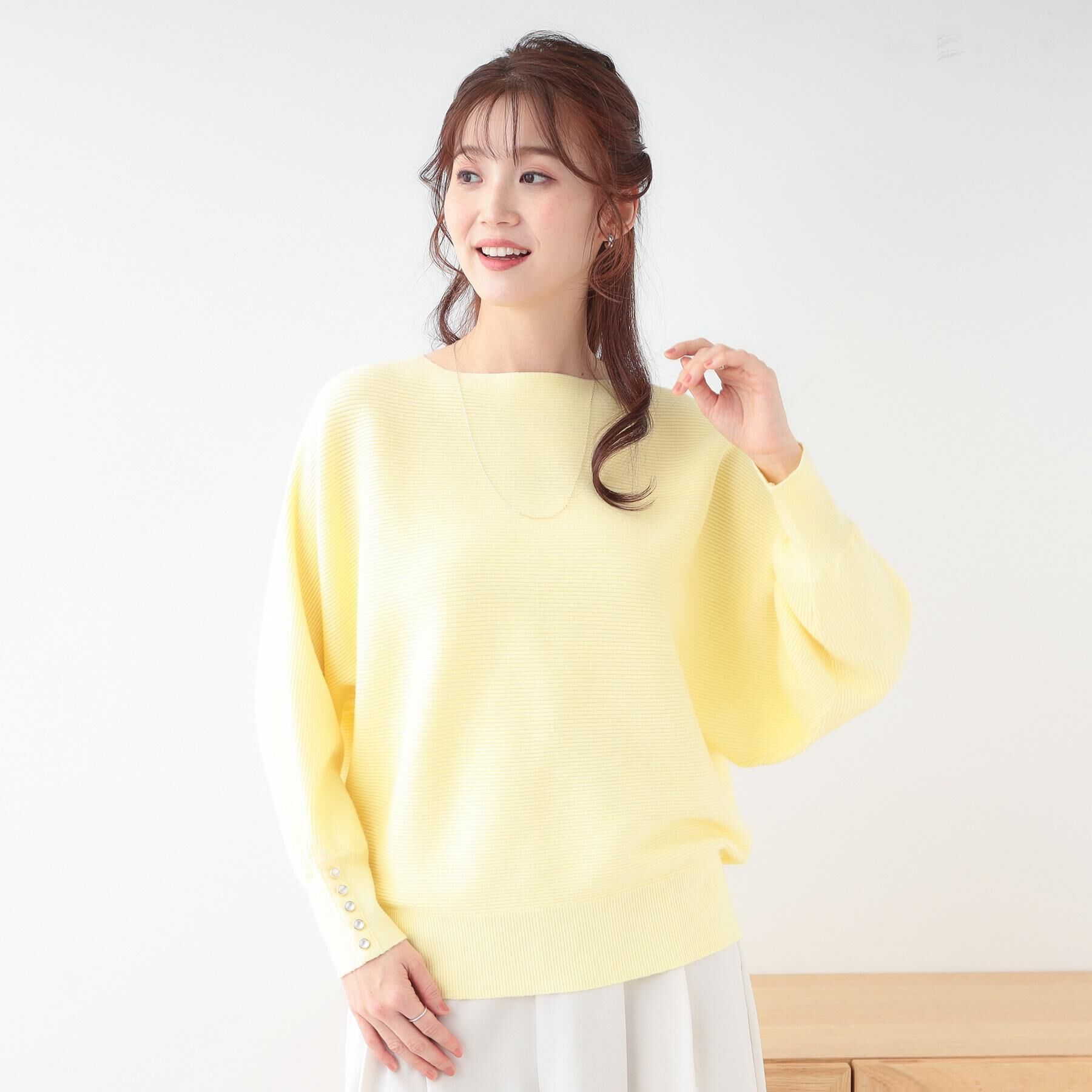 SHOO･LA･RUE「【洗える】大人の上品コーデに お袖ビジュー釦付きリブドルマンニット」|ニット・セーター|