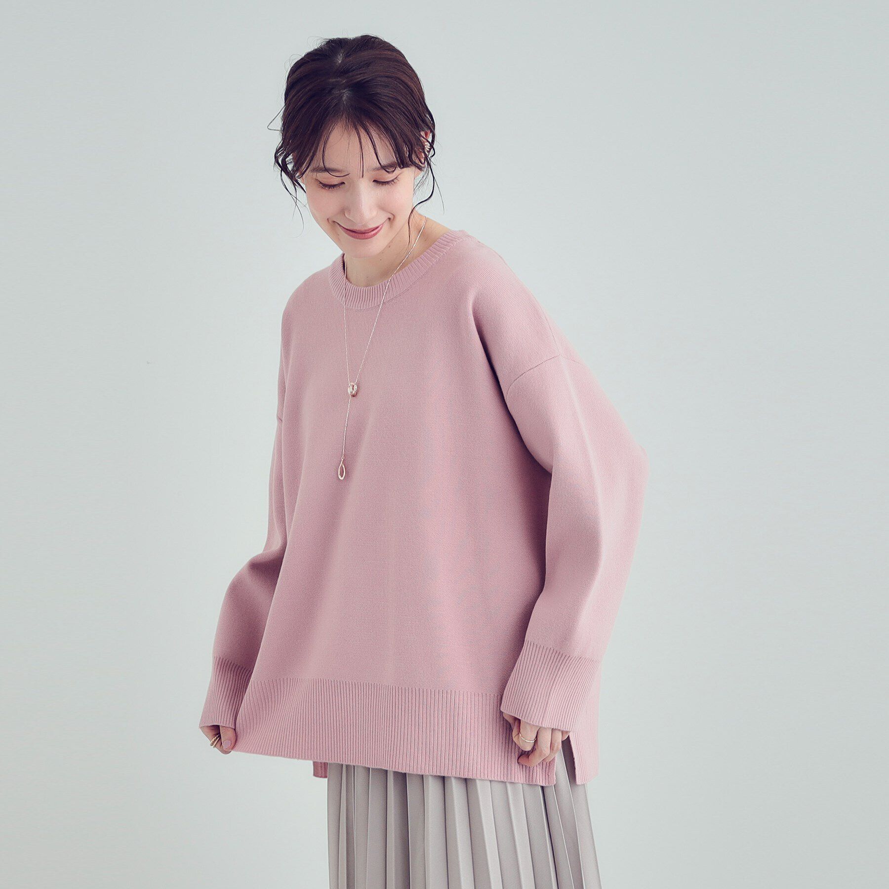 SHOO･LA･RUE「【S-LL/洗える】スウェットライク オーバーサイズニット」|ニット・セーター|