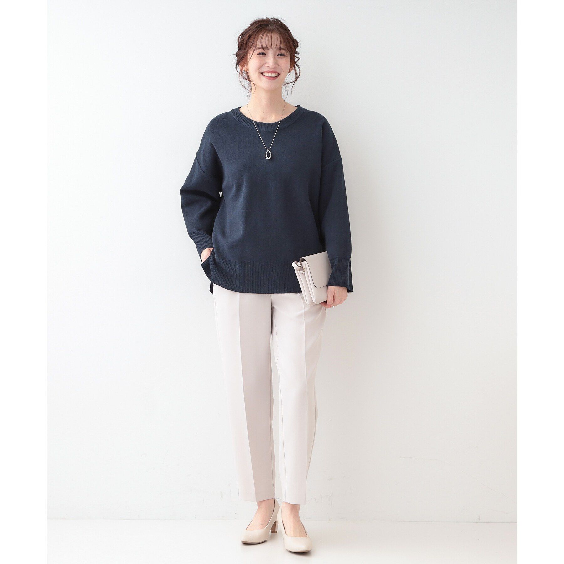 SHOO･LA･RUE「【S-LL/洗える】スウェットライク オーバーサイズニット」|ニット・セーター|