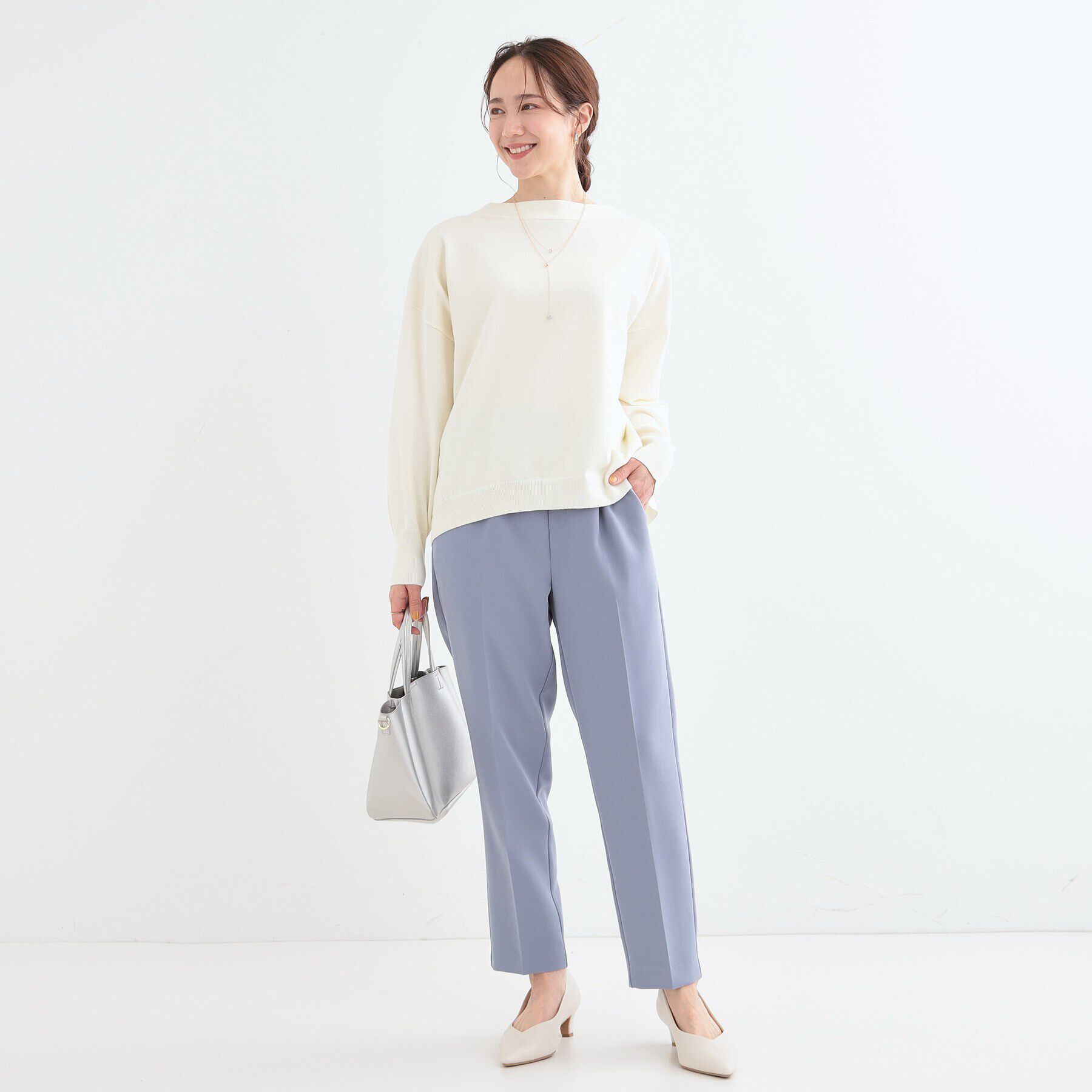 SHOO･LA･RUE「【洗える/S-LL】インせず着られる もちもちタッチ ボートネックニット」|ニット・セーター|