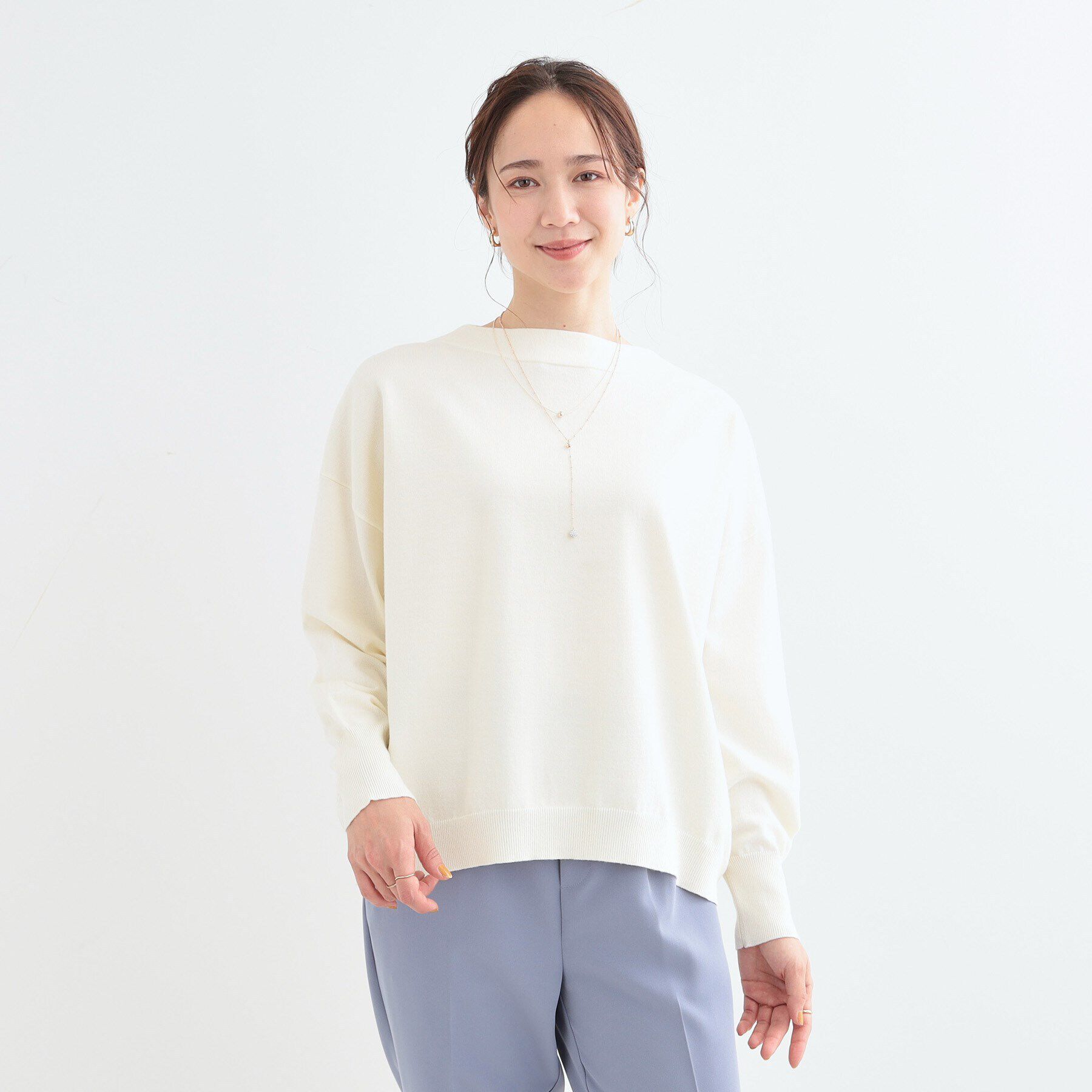 SHOO･LA･RUE「【洗える/S-LL】インせず着られる もちもちタッチ ボートネックニット」|ニット・セーター|