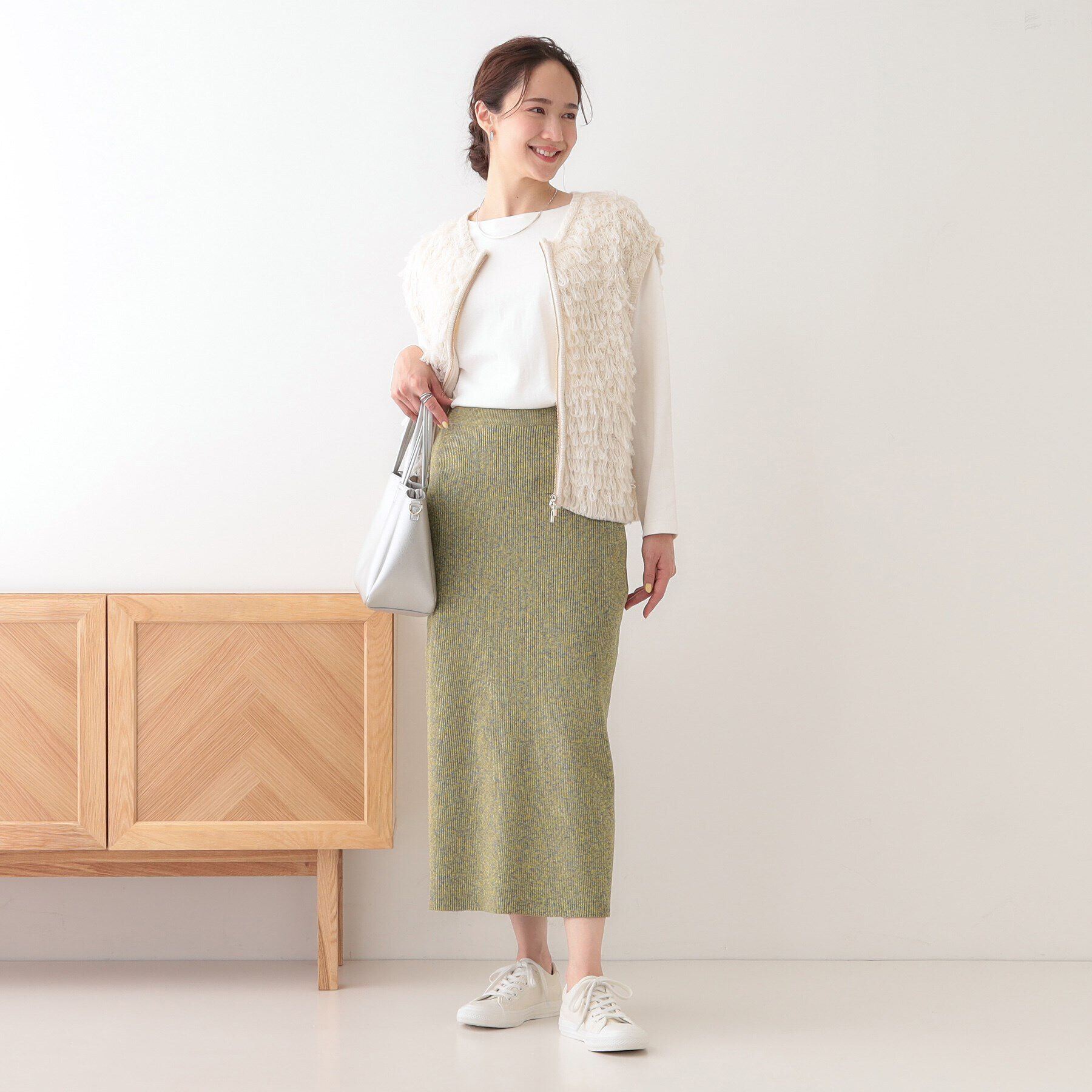 SHOO･LA･RUE「スポンディッシュMIXニットナロースカート」|スカート|