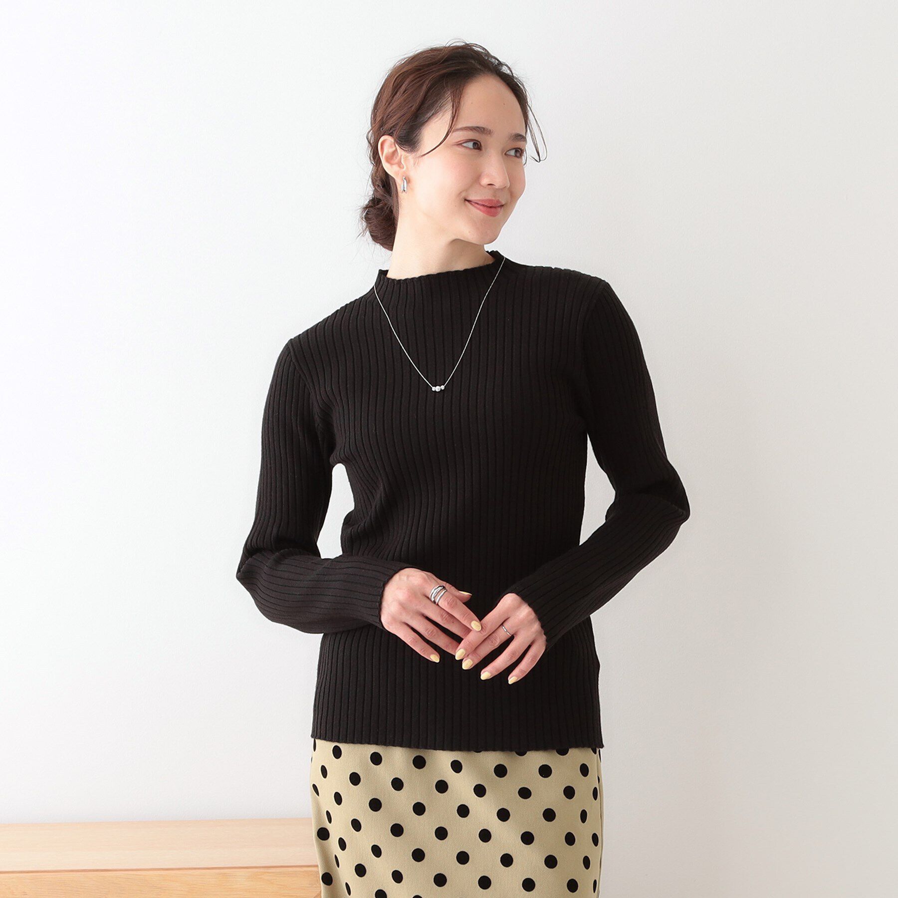 SHOO･LA･RUE「【洗える/S-LL】一枚でもインナーでも プチハイネック リブニット」|ニット・セーター|