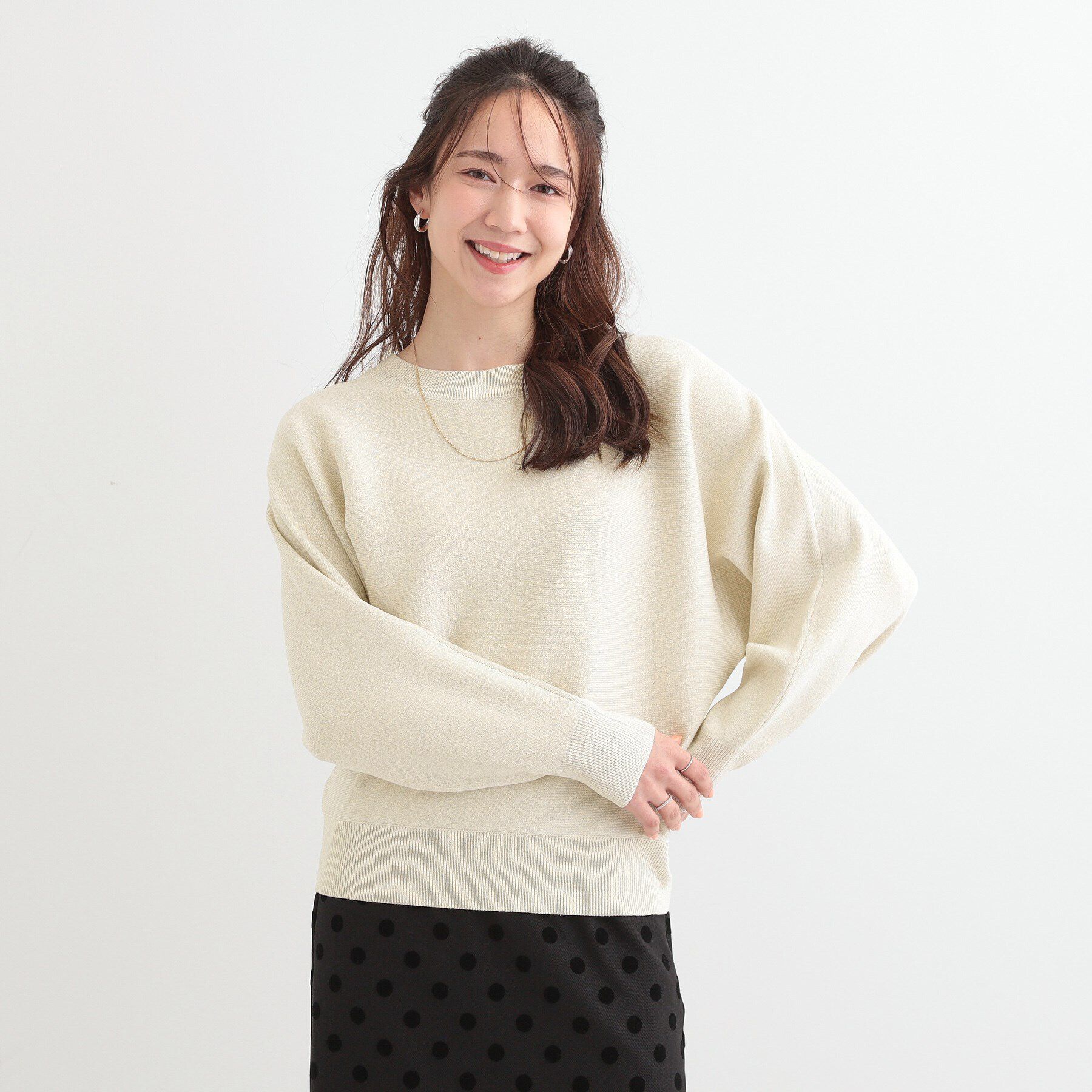 SHOO･LA･RUE「【S-LL】さりげないキラッと感。ラメドルマンニット」|ニット・セーター|