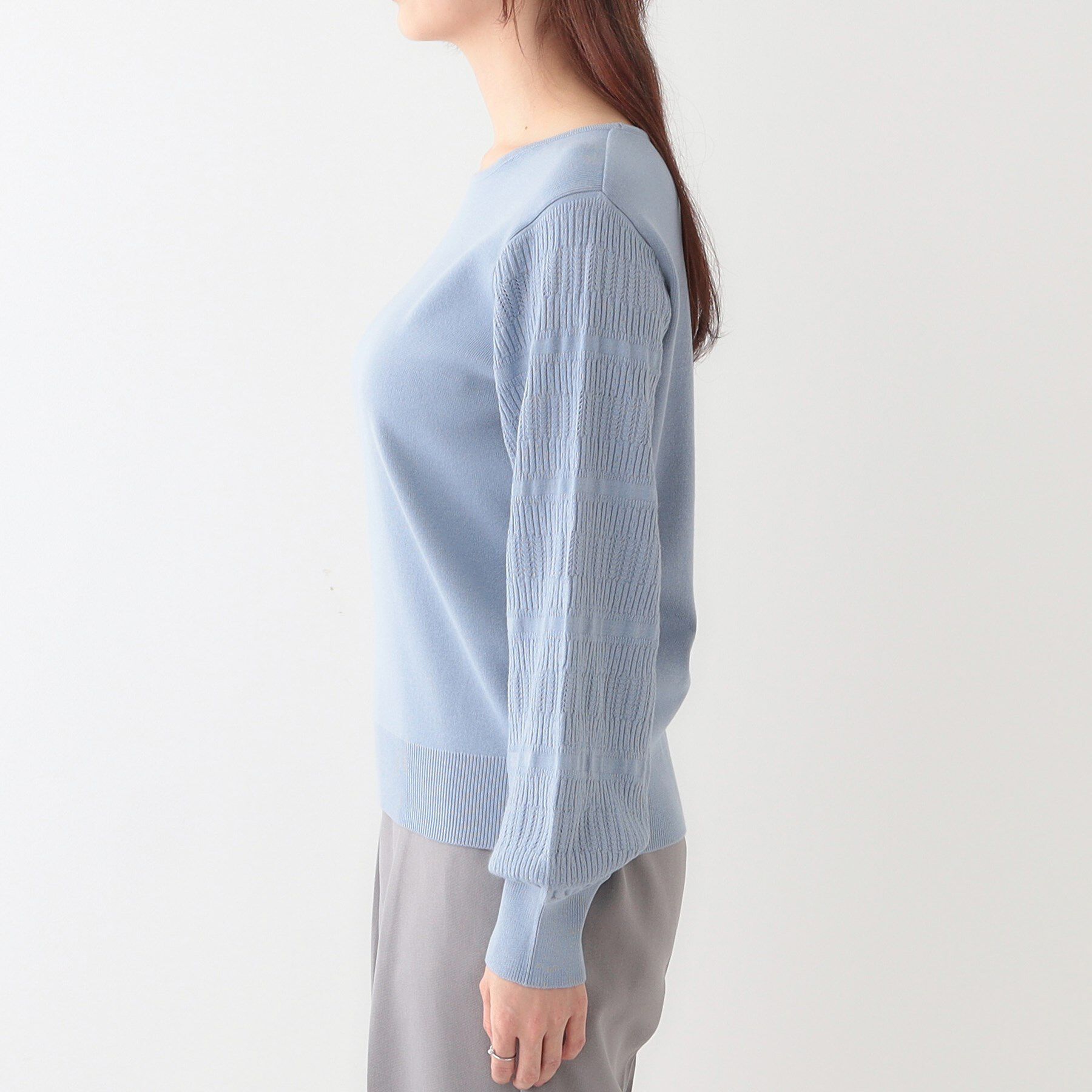 SHOO･LA･RUE「【S-LL】大人の上品コーデに お袖編み地切替 デザインニット」|ニット・セーター|