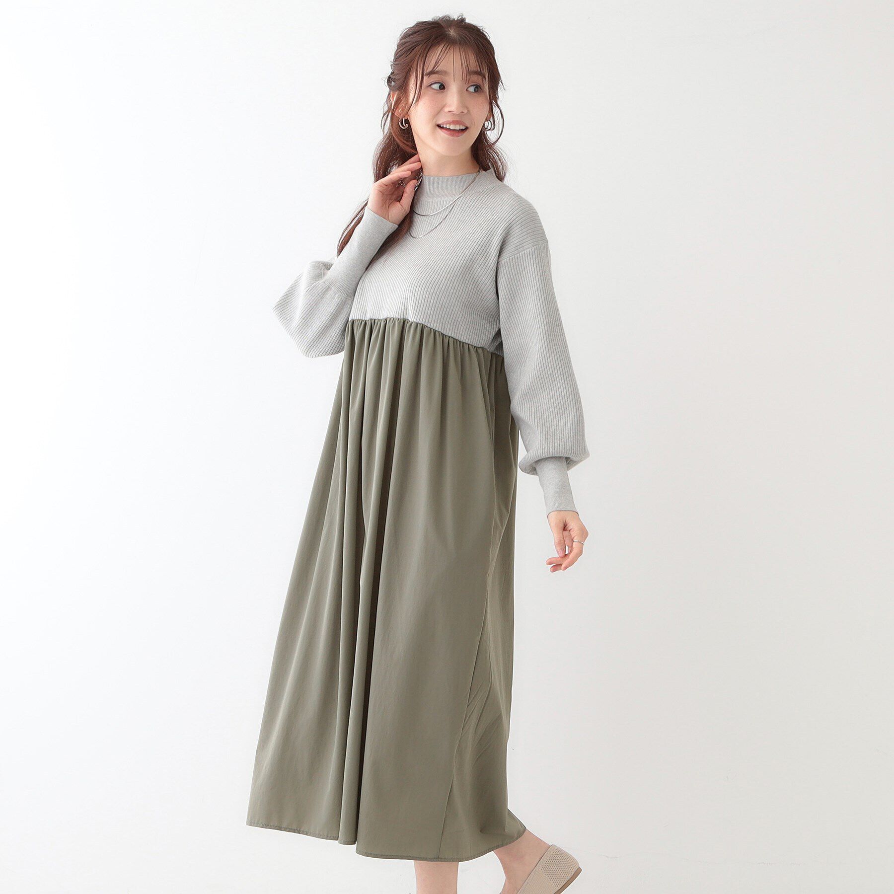 SHOO･LA･RUE「【S-LL】リブニットドッキングワンピース」|ワンピース|