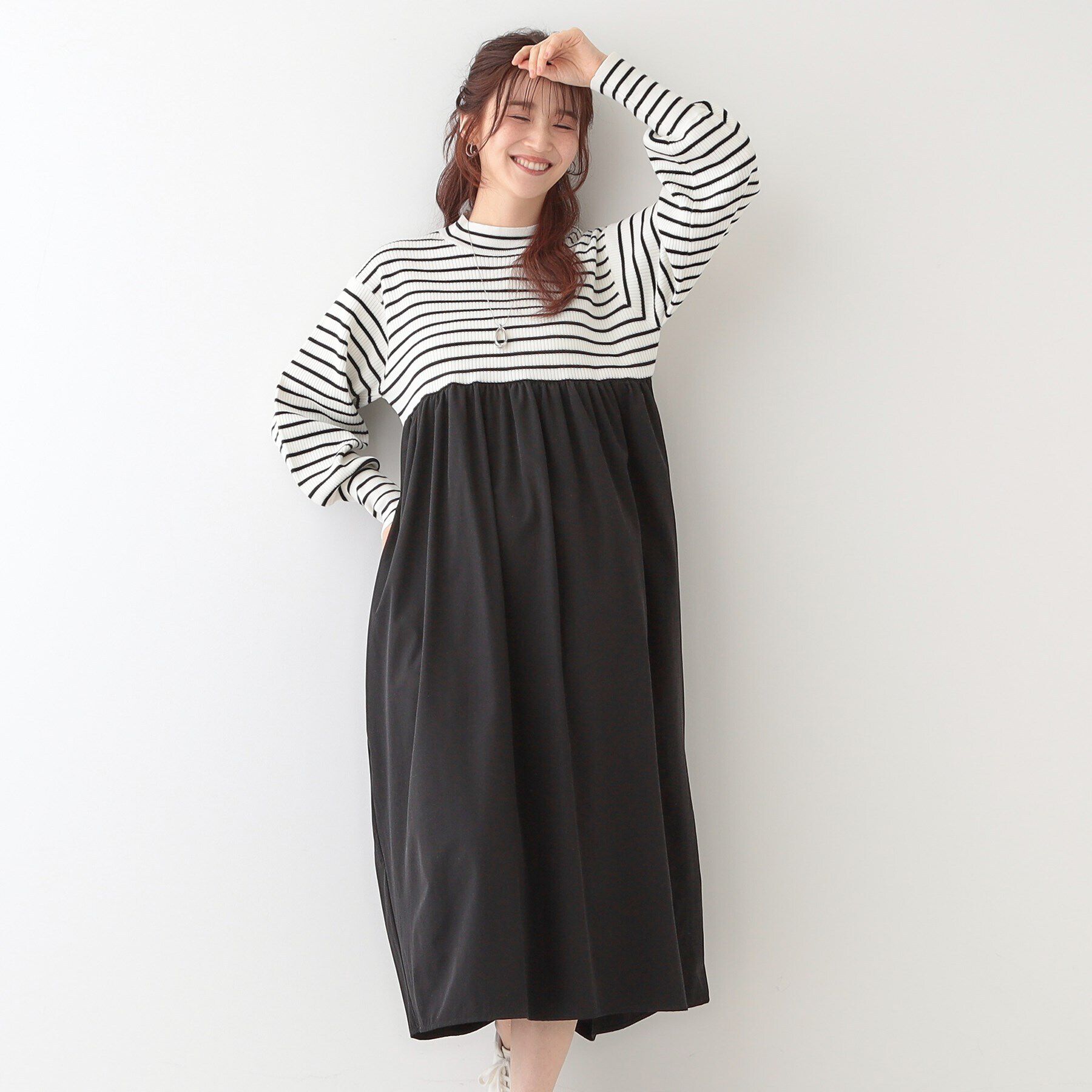 SHOO･LA･RUE「【S-LL】リブニットドッキングワンピース」|ワンピース|