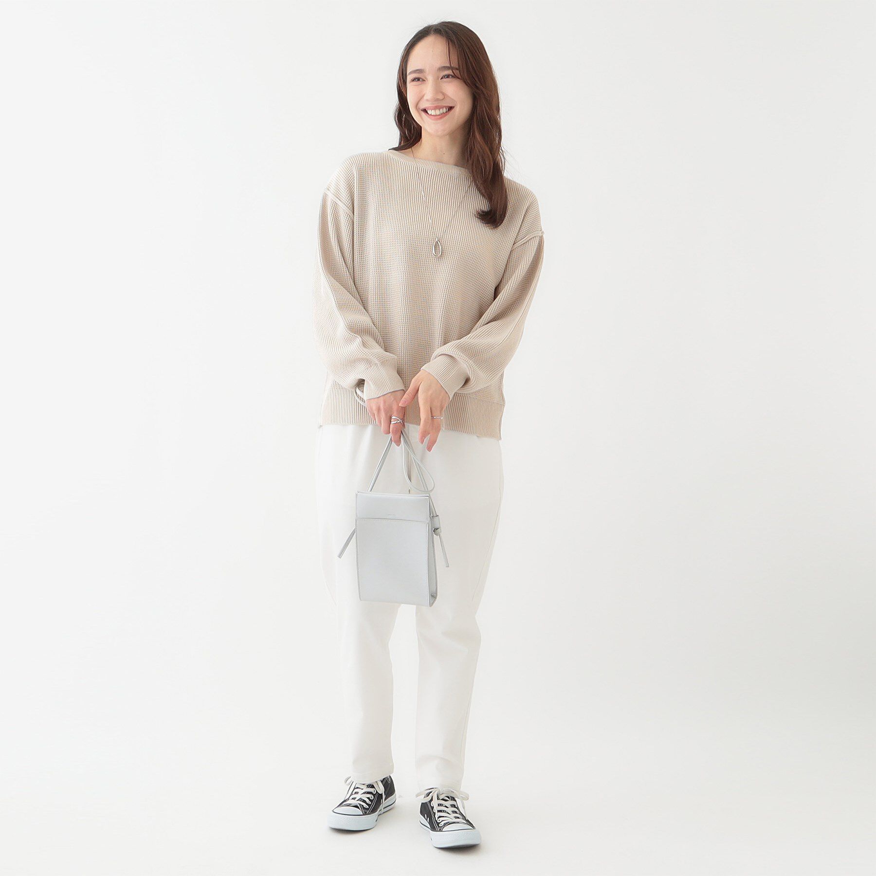 SHOO･LA･RUE「【洗える/S-LL】ワッフル編みが魅力な ドロップショルダーニット」|ニット・セーター|