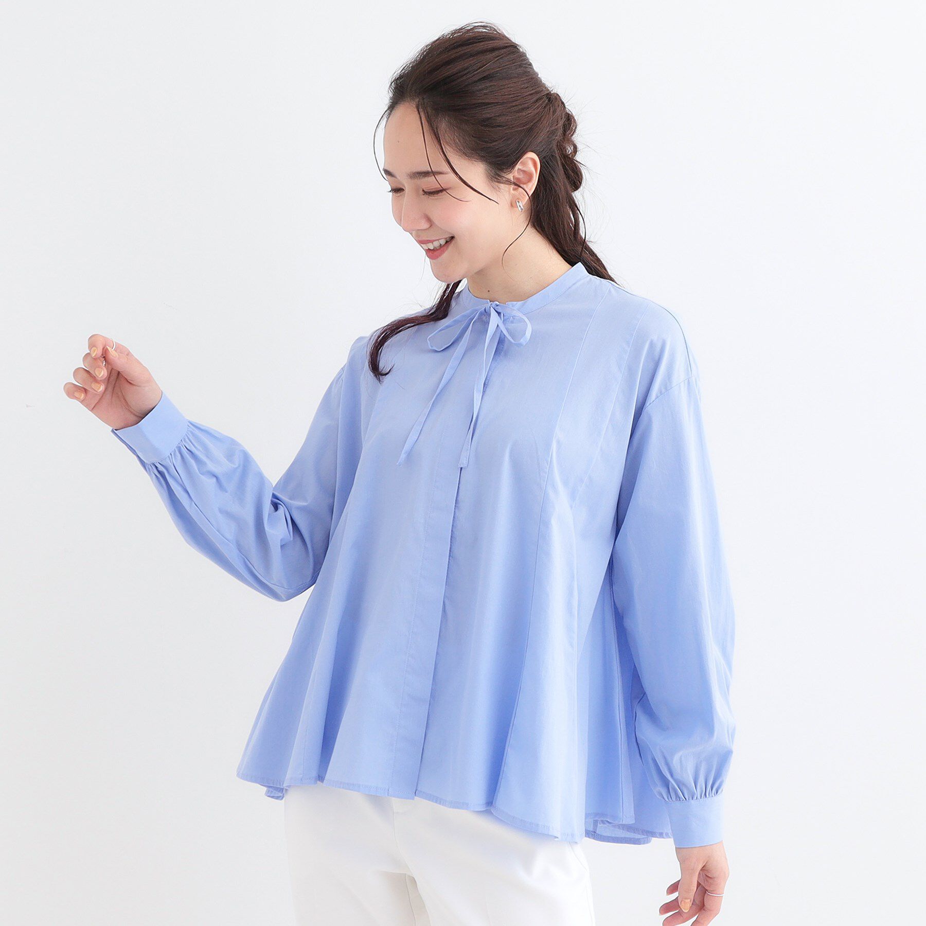 SHOO･LA･RUE「【洗える/体型カバー】フレアリボンブラウス」|シャツ・ブラウス|