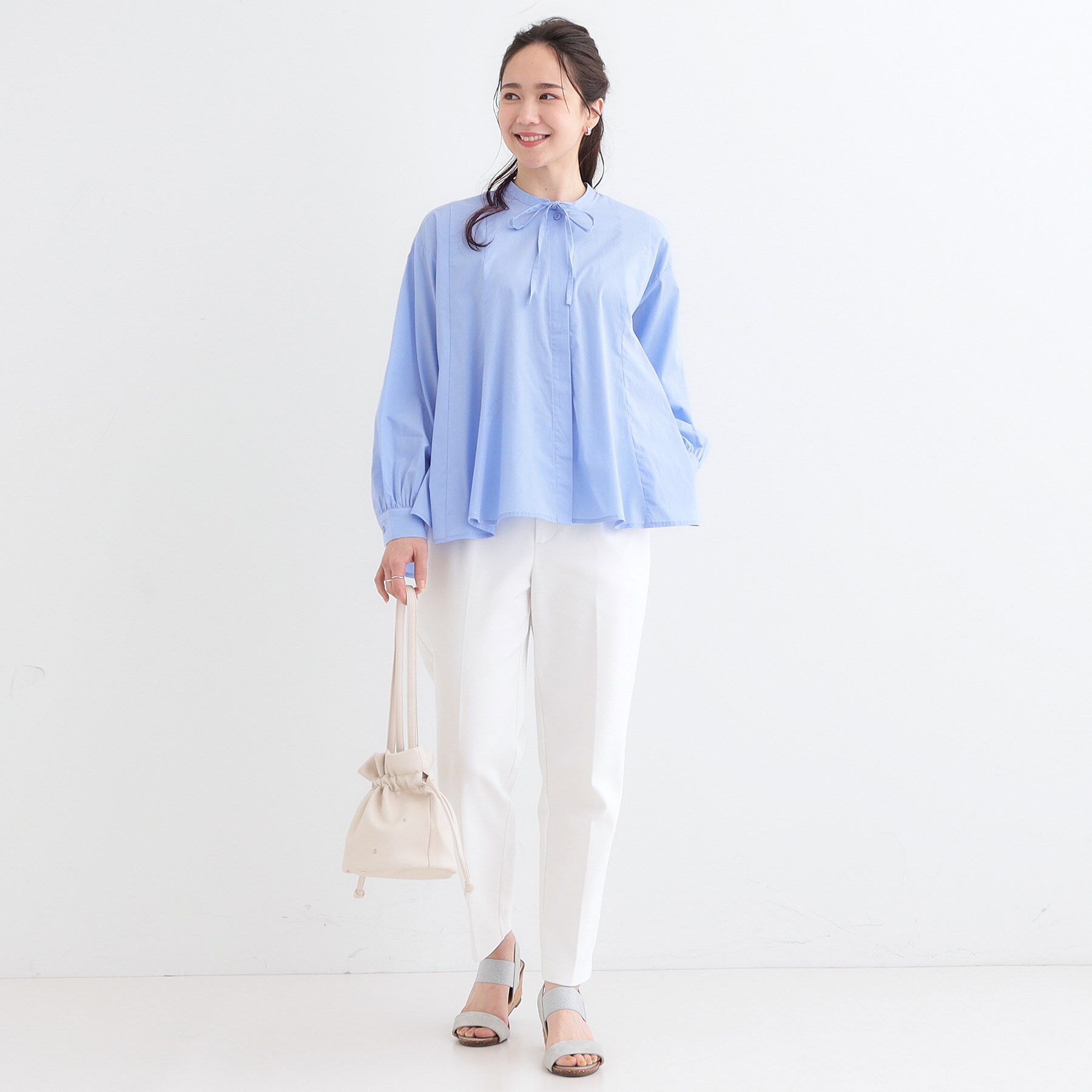 SHOO･LA･RUE「【洗える/体型カバー】フレアリボンブラウス」|シャツ・ブラウス|