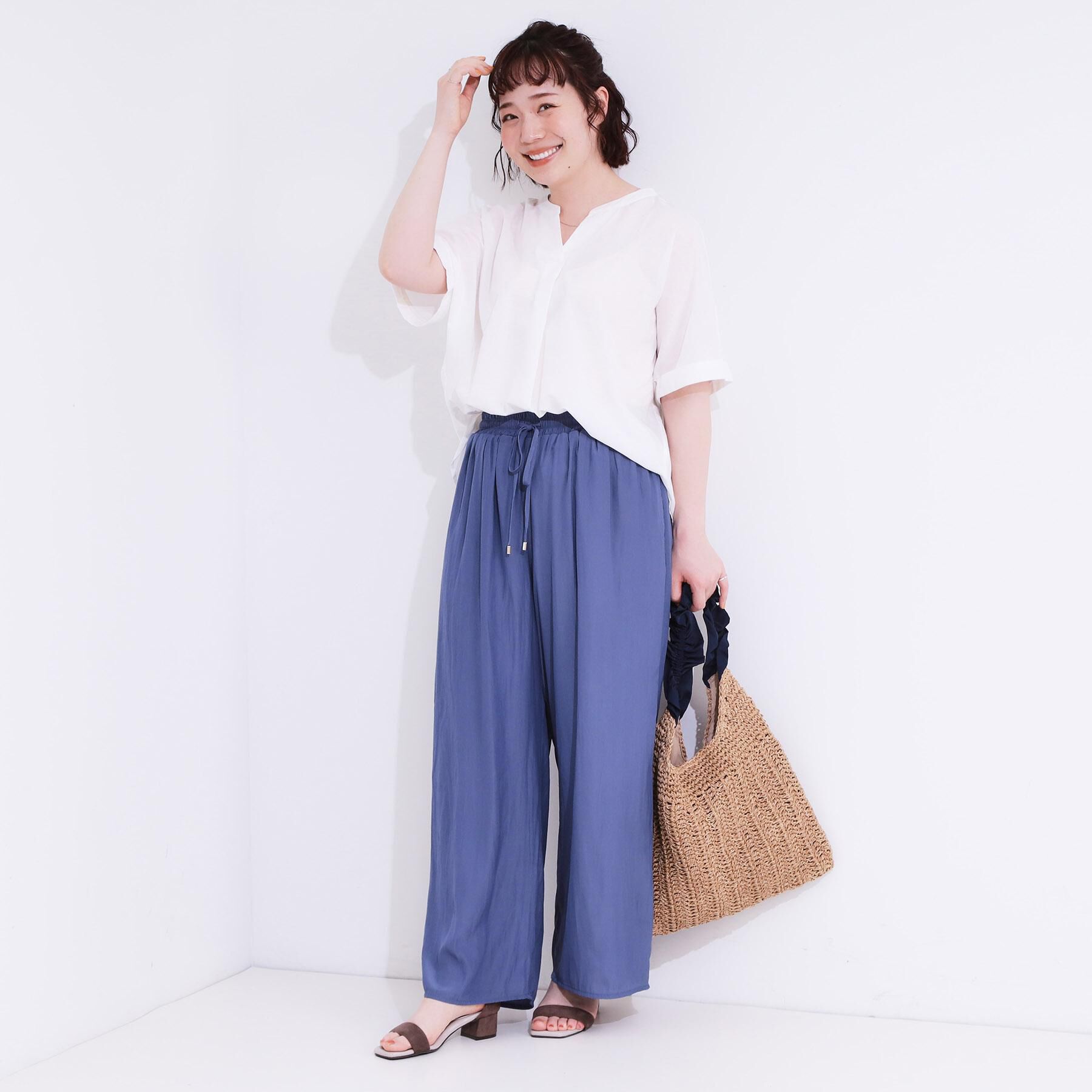 SHOO･LA･RUE「【高レビュー/着丈選べる】さらり柔らか マットサテンワイドパンツ」|その他|