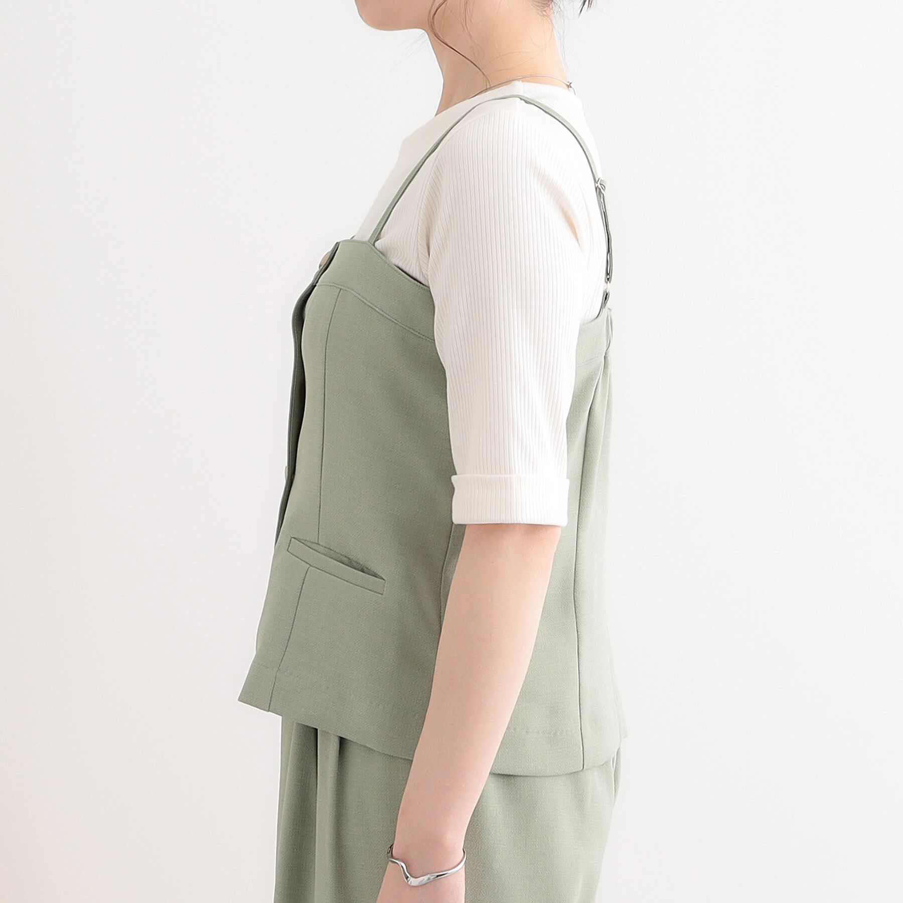 SHOO･LA･RUE「【セットアップ可】コーデが華やぐ 大人の麻調キャミビスチェ」|ベスト・ジレ|