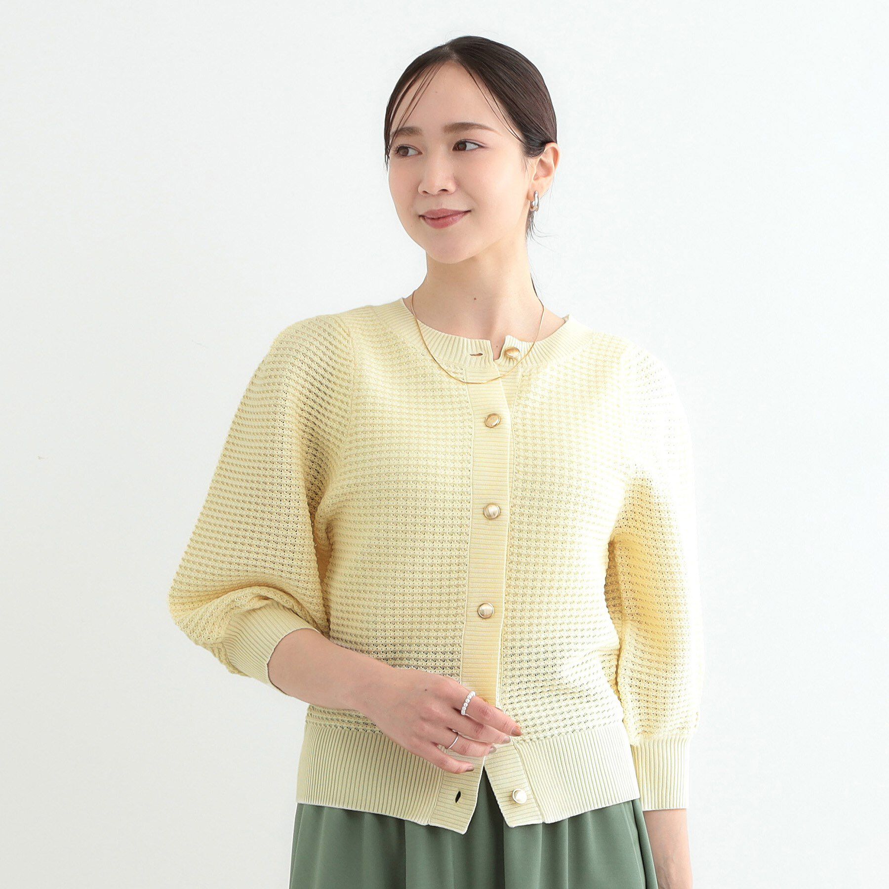 SHOO･LA･RUE「【S-LL】大人フェミニンな着こなしに 透かし編みニットカーディガン」|カーディガン|