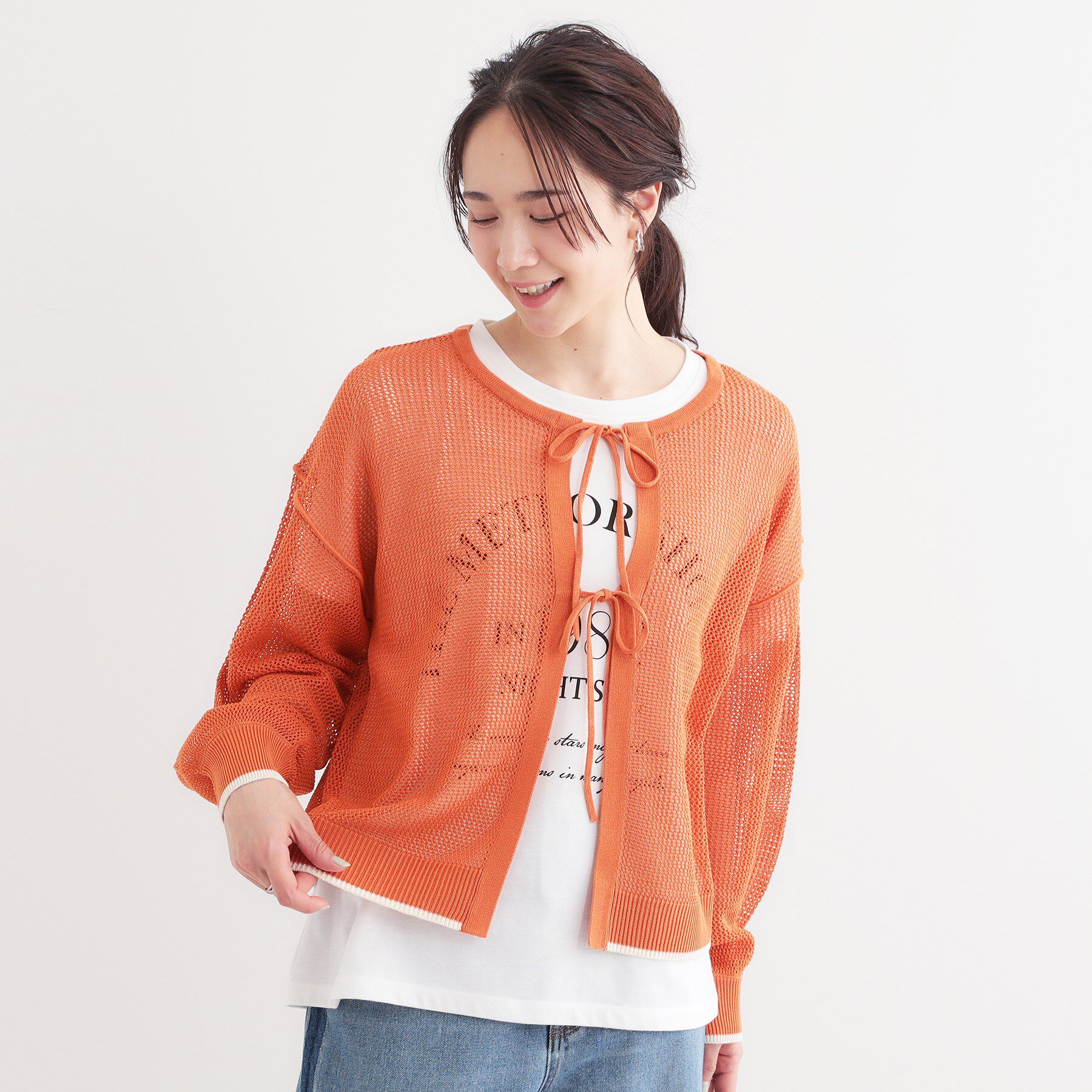 SHOO･LA･RUE「【S-LL/2点セット】前後2WAYで着られるメッシュニット＋ロゴTシャツ」|その他|