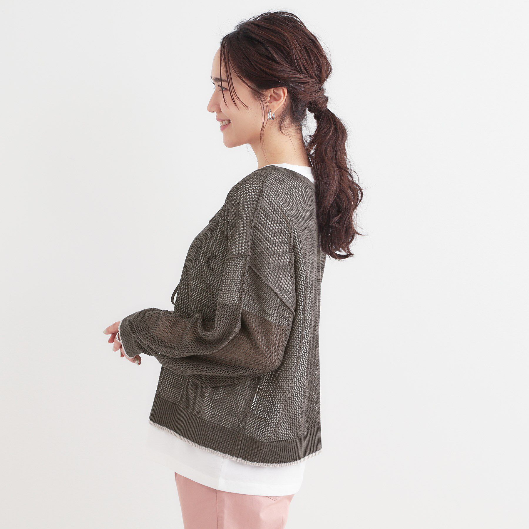 SHOO･LA･RUE「【S-LL/2点セット】前後2WAYで着られるメッシュニット＋ロゴTシャツ」|その他|